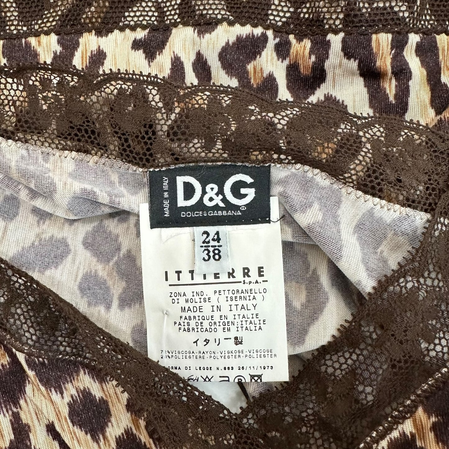 D&G Dolce & Gabbana Leopard Print Lace Trim Cami