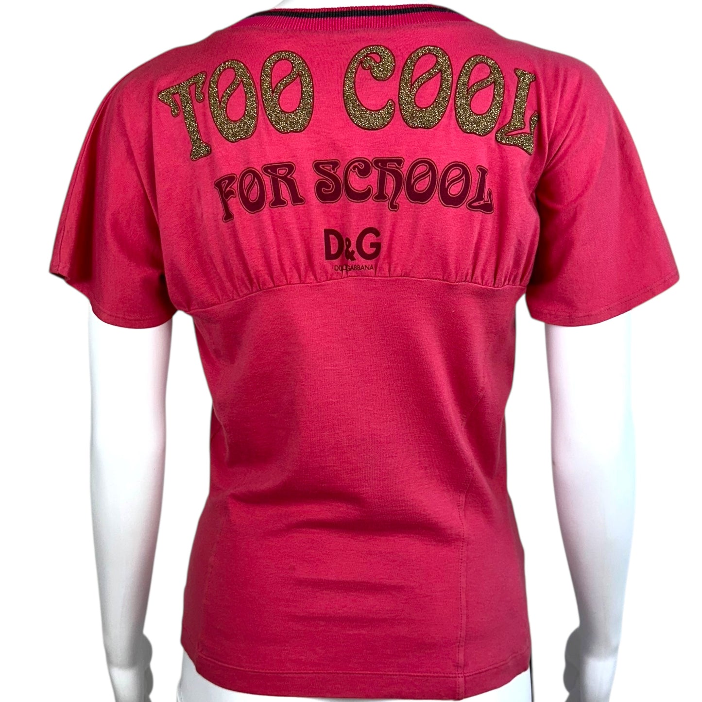 D&G Too Cool for School Pink Lace Up T-Shirt