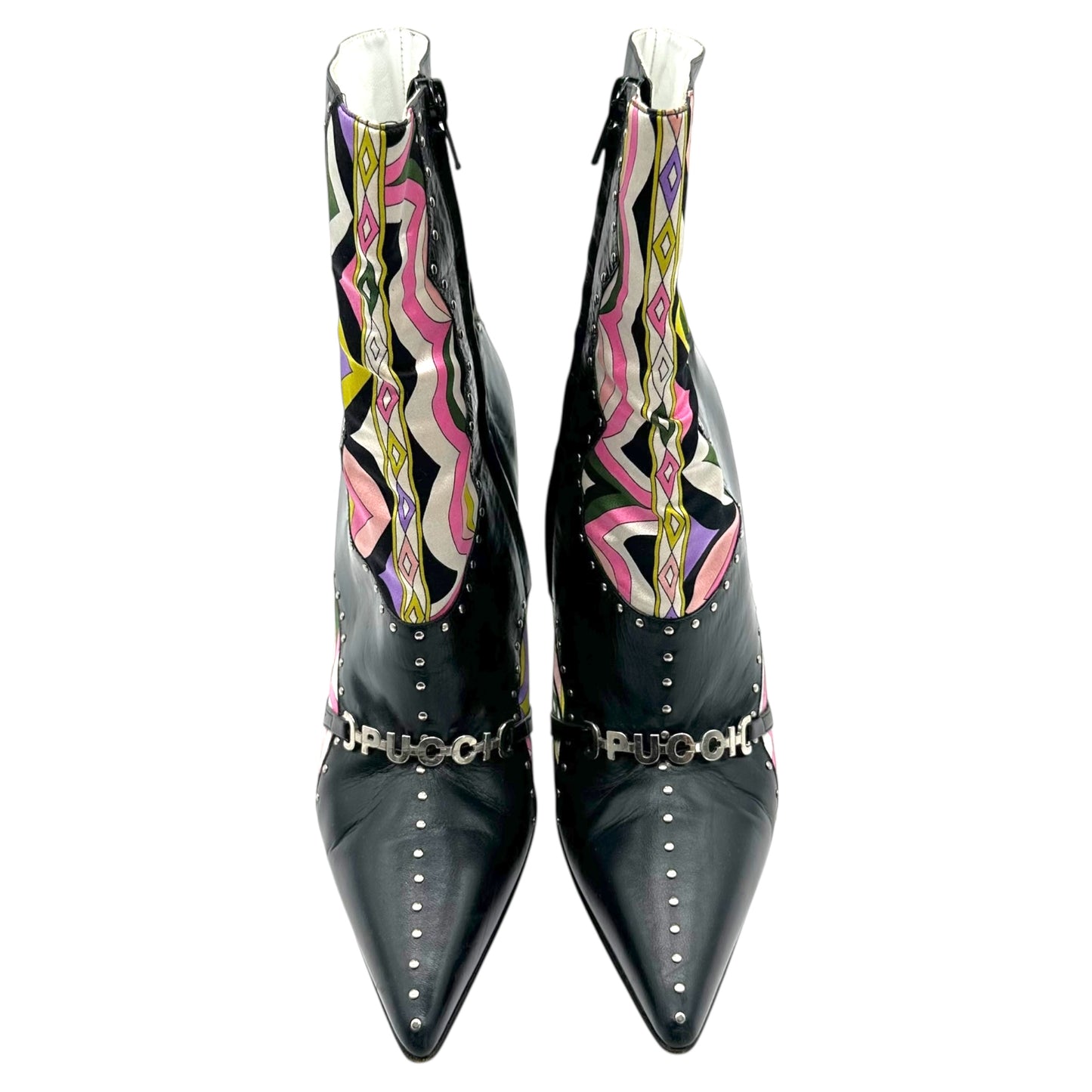 Emilio Pucci Multicolor Printed Logo Heeled Boots