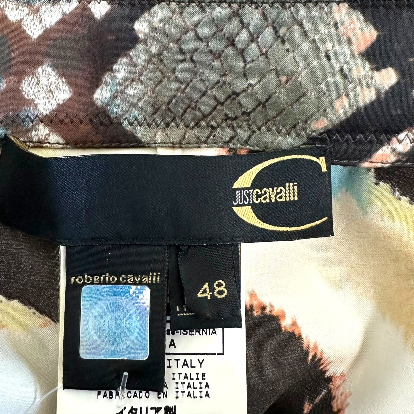 Just Cavalli Roberto Cavalli Multicolor Animal Print Silk Midi Skirt