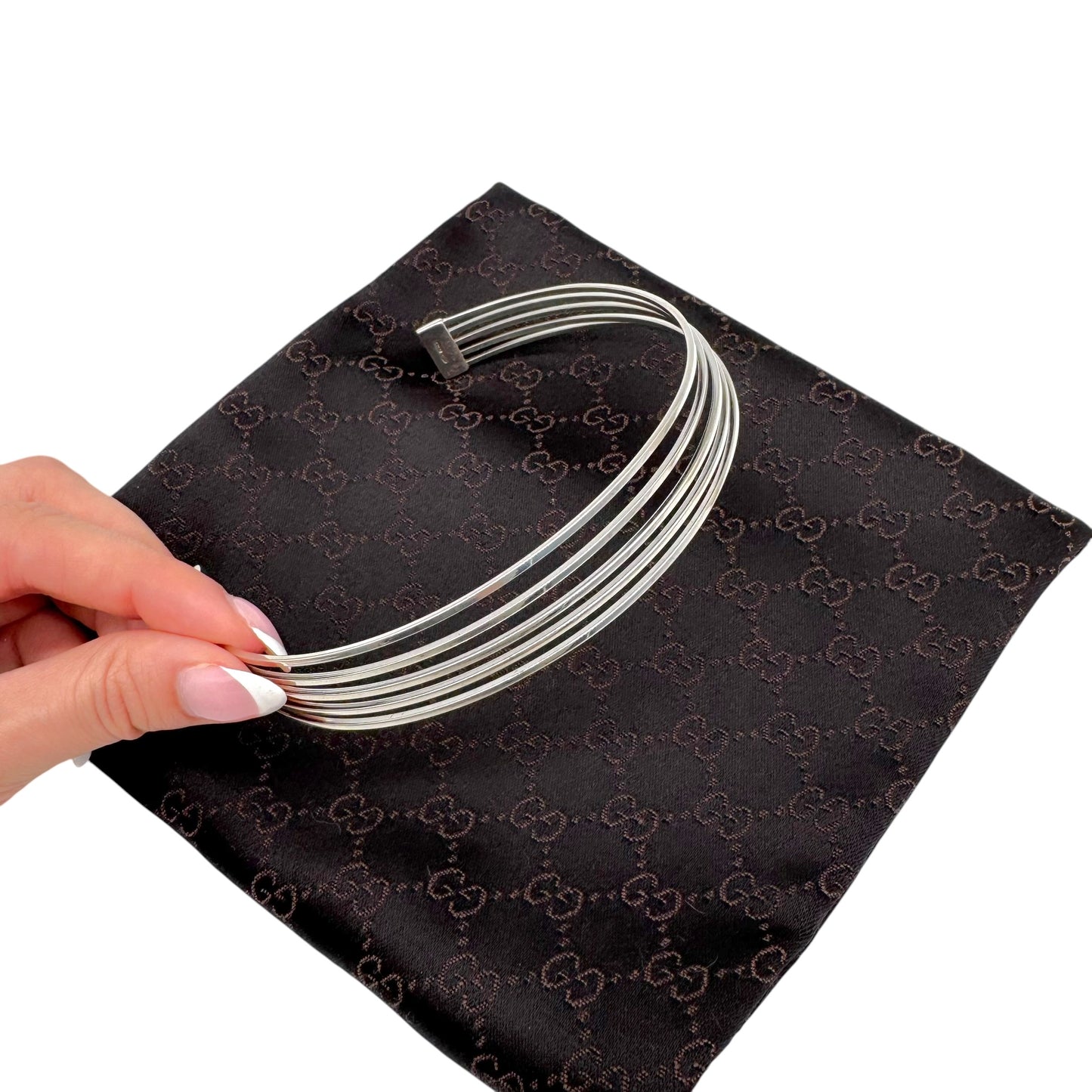 Gucci by Tom Ford Sterling Silver Stacked Choker Cuff Necklace