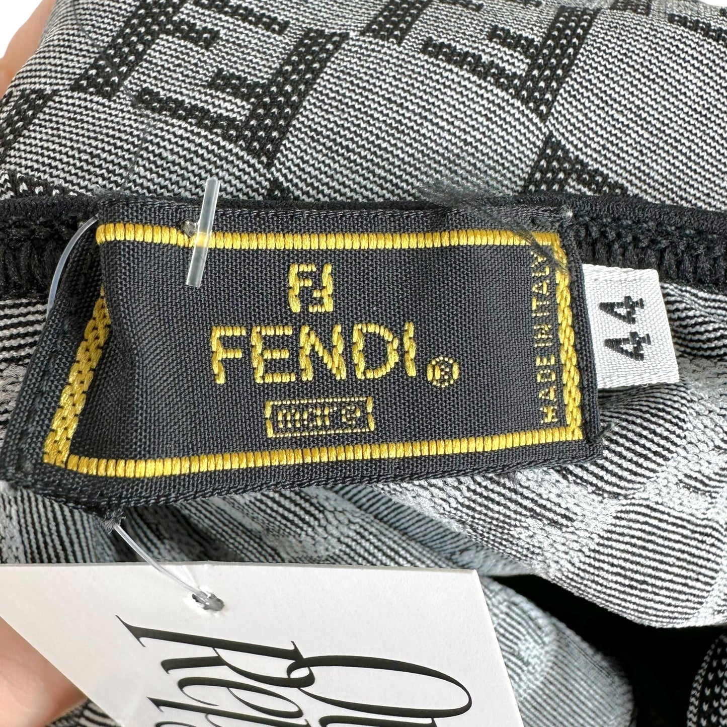 Fendi Midi Dress Gray Zucchino Monogram Side Stripe