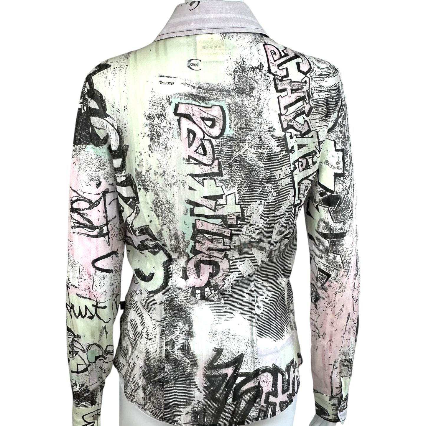 Just Cavalli Roberto Cavalli Grafitti Print Button Up Blouse