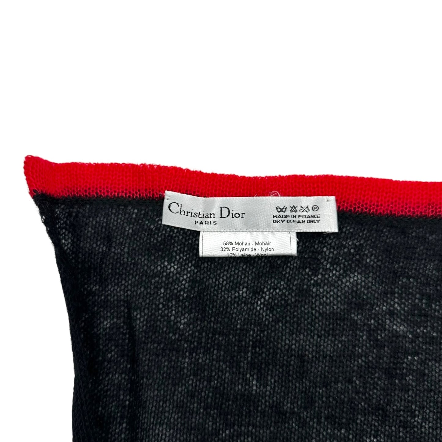 Christian Dior 2002 Black & Red Old English Mohair Logo Scarf