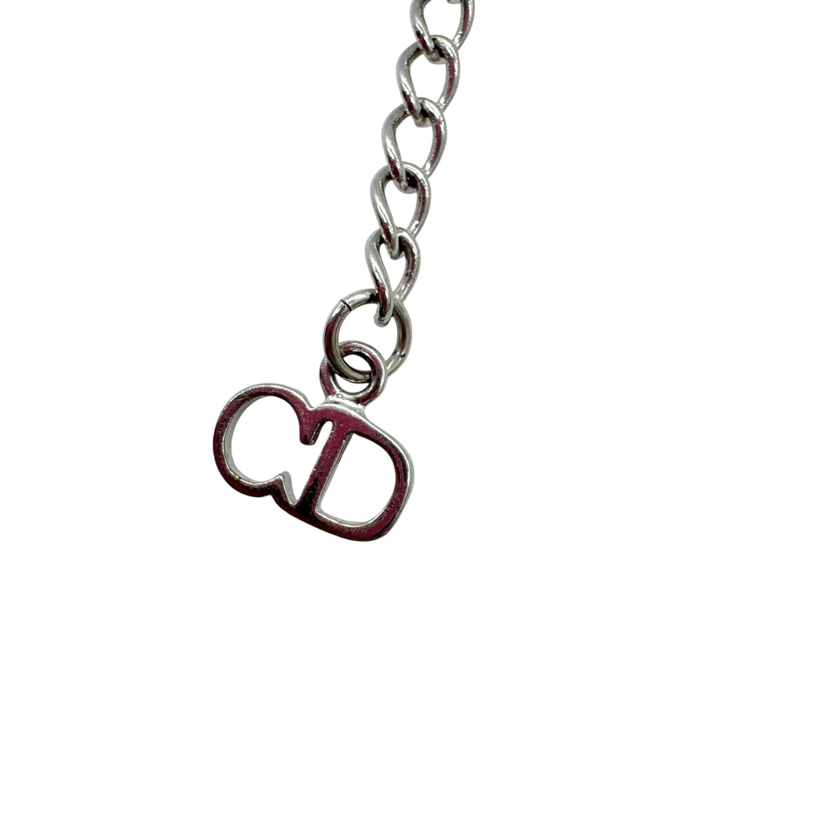 Christian Dior Silver Curb-Chain Logo Choker Necklace