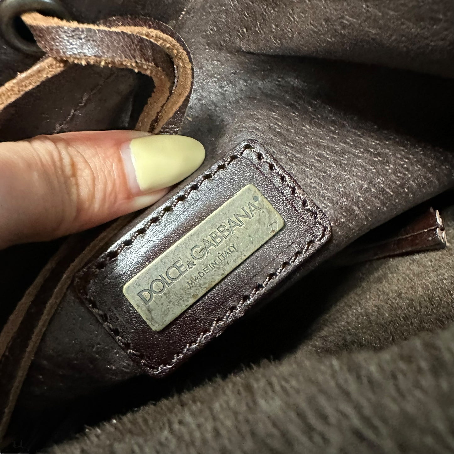 Dolce & Gabbana Brown Shearling Butterfly Messenger Bag
