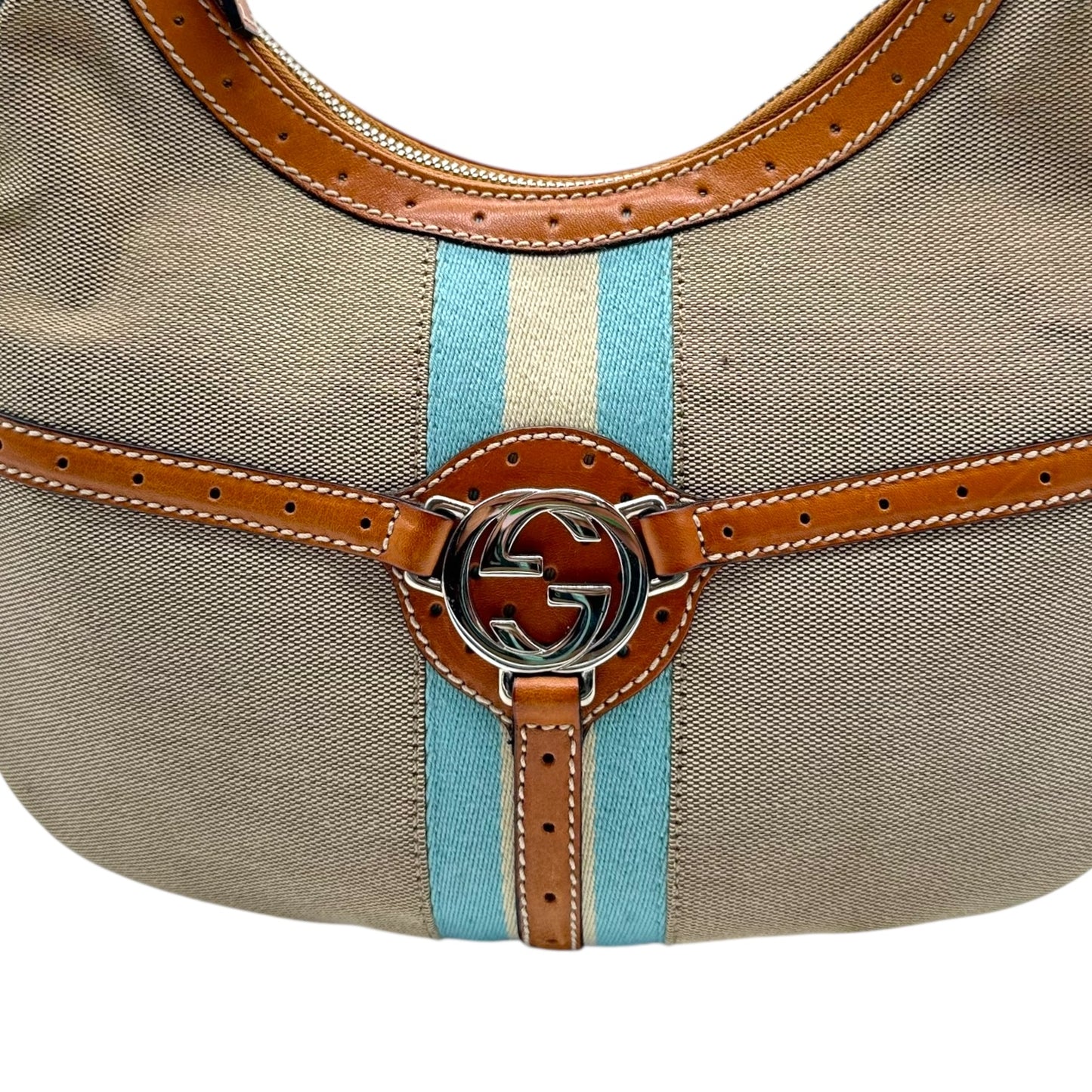 Gucci by Tom Ford Tan & Blue 'Thong' Bag