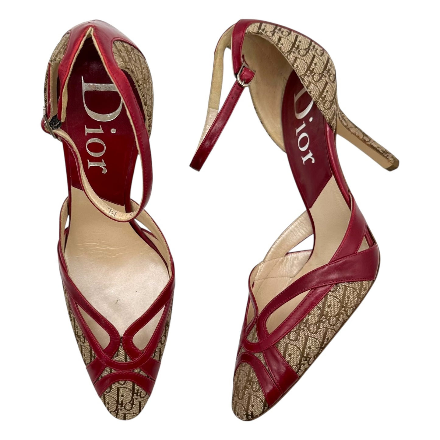 Christian Dior Trotter Monogram & Red Leather Heels