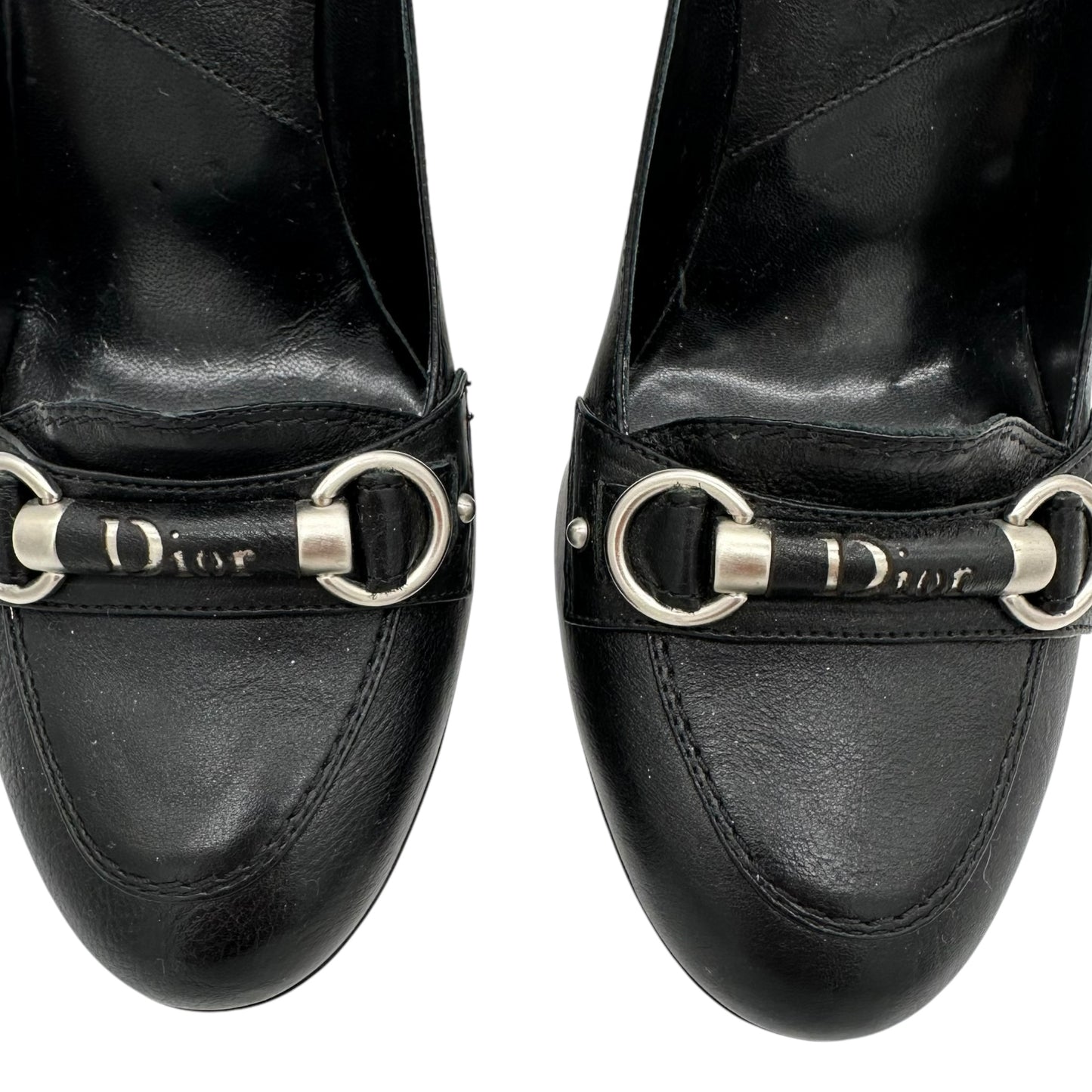 Christian Dior Black Leather Heeled Loafers
