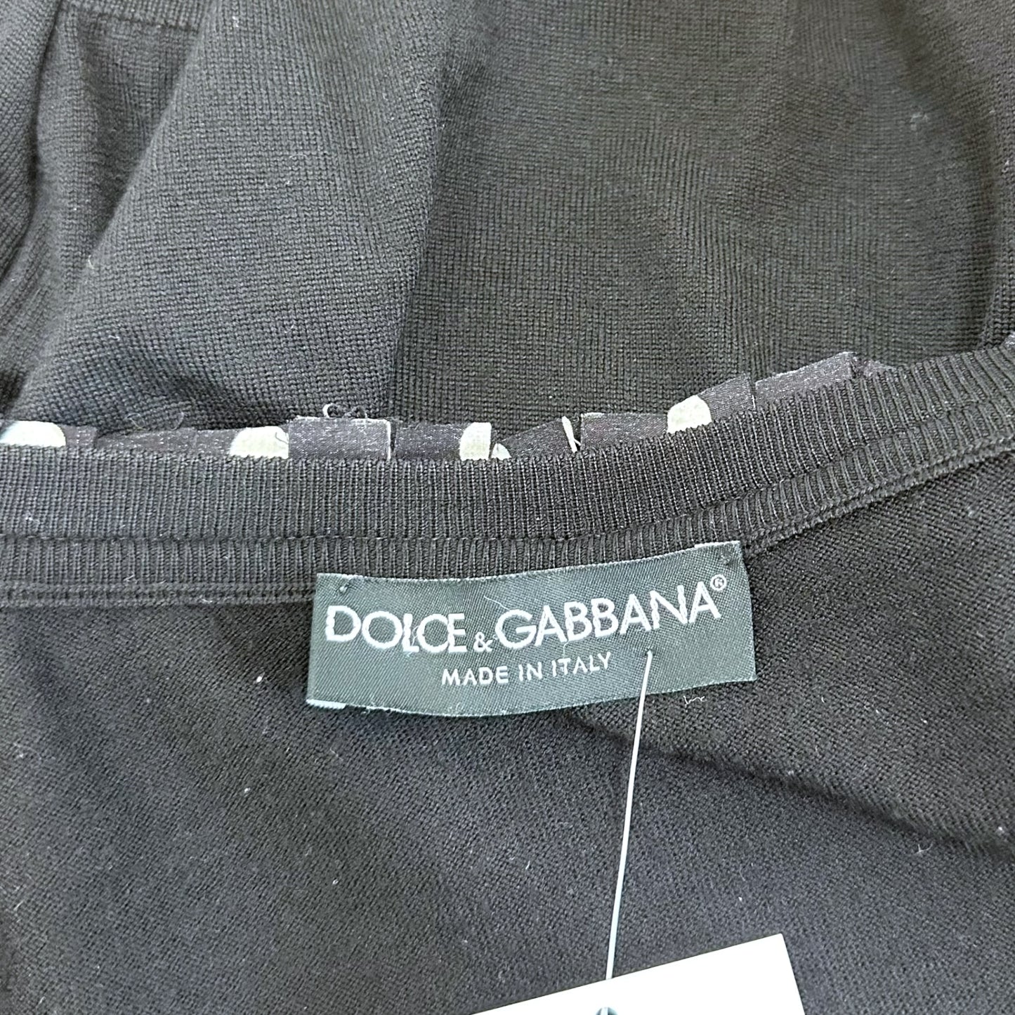 Dolce & Gabbana Polka Dot Silk Trim Knit Cardigan