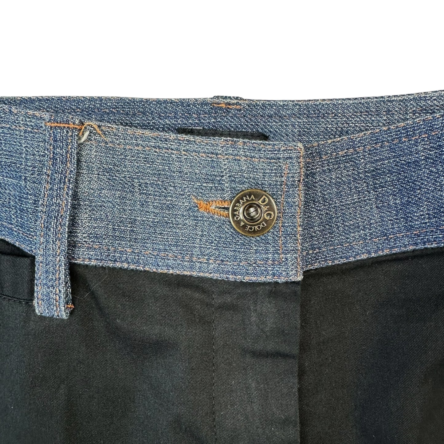 D&G Dolce & Gabbana Denim Waist Black Pants