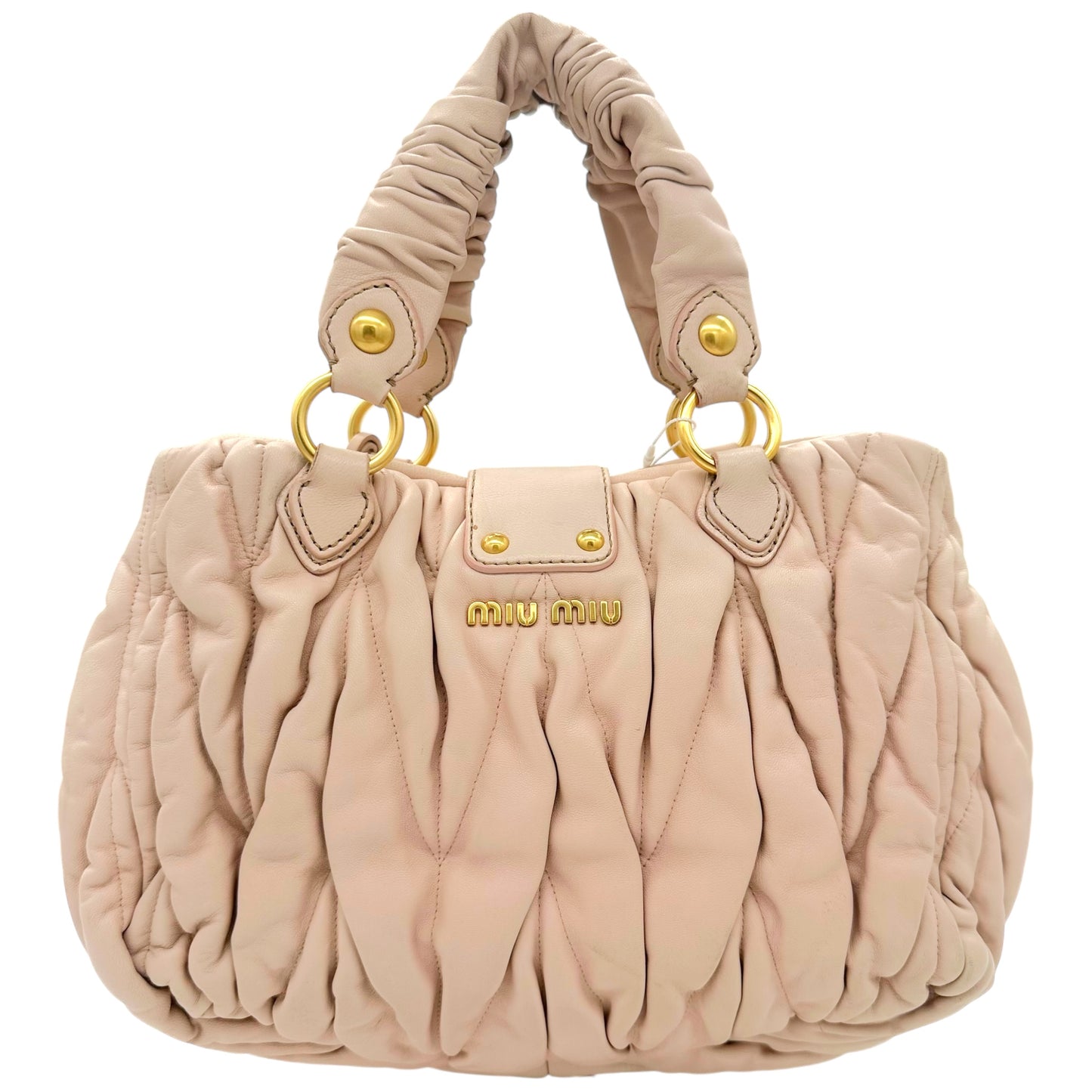 Miu Miu Pink Leather Quilted Small Tote Bag