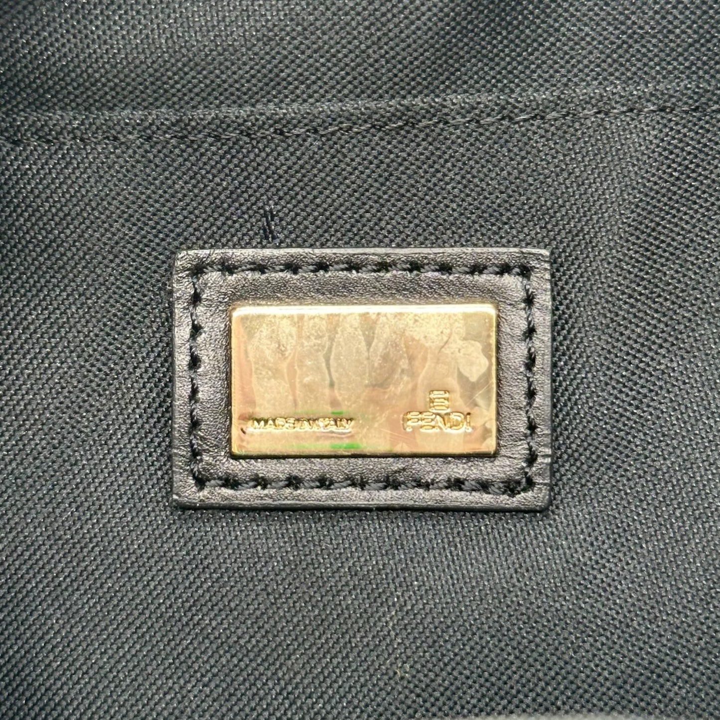 Fendi Black Zucchino Monogram Leather Trim Shoulder Bag