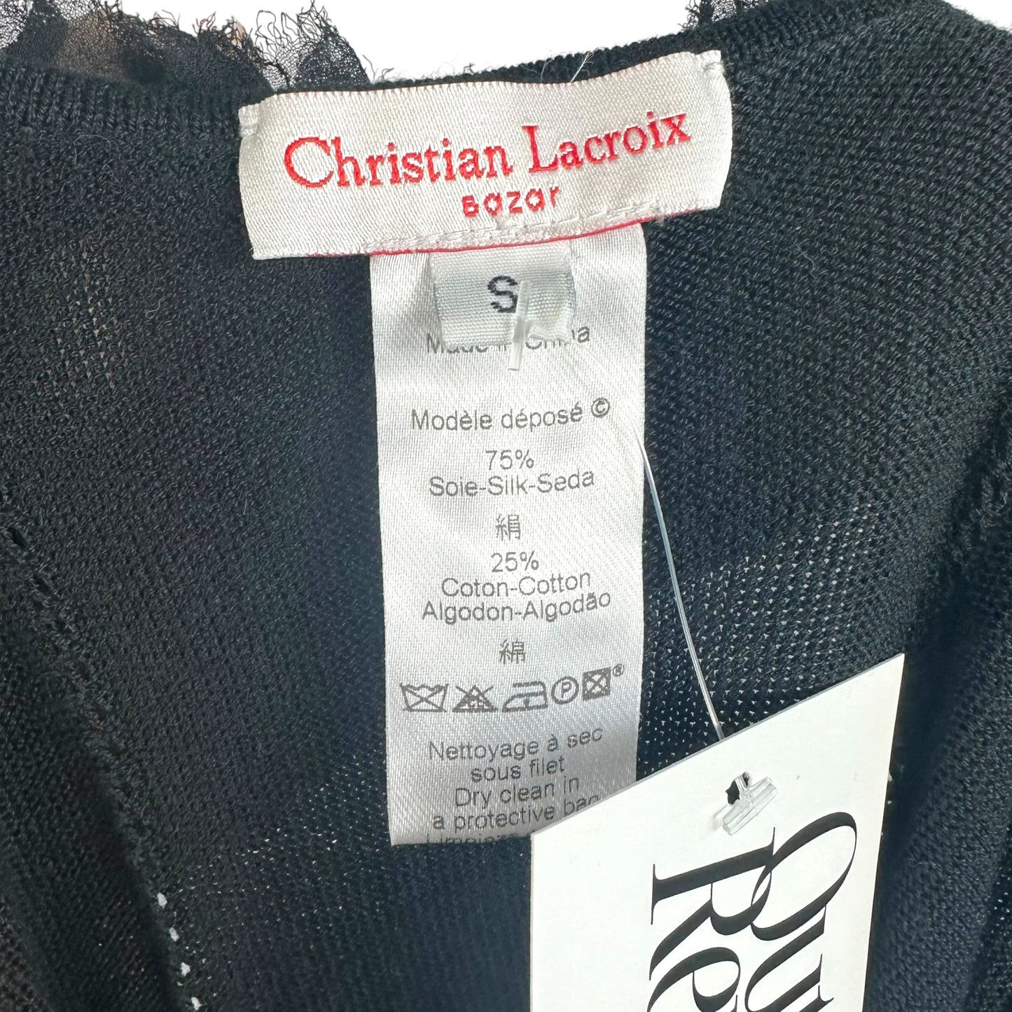 Christian Lacroix Bazar Black Silk & Knit Beaded Tank Top
