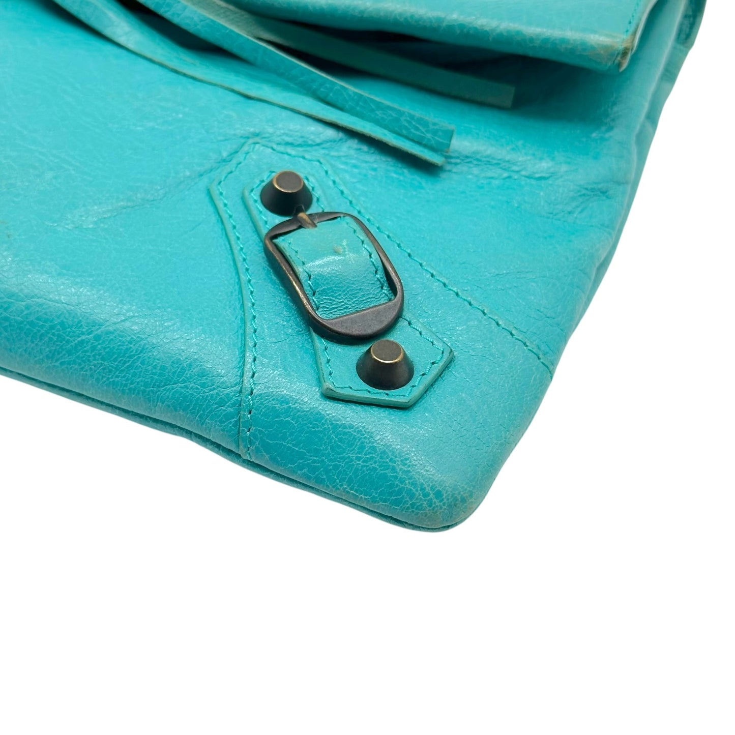 Balenciaga Turquoise Blue City 2-Way Clutch Bag