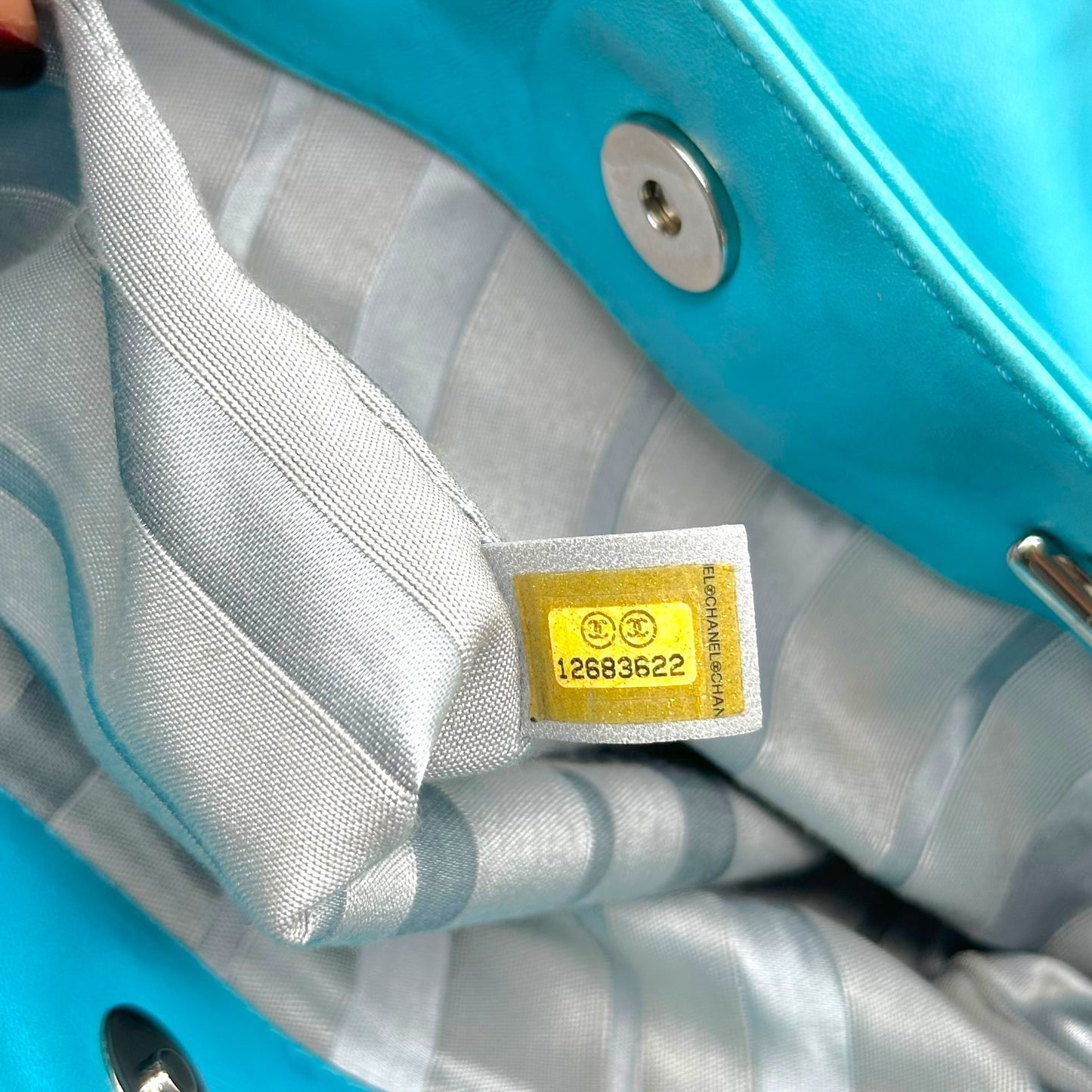 Chanel Teal Lambskin CC Logo Small Tote Bag 2008-09