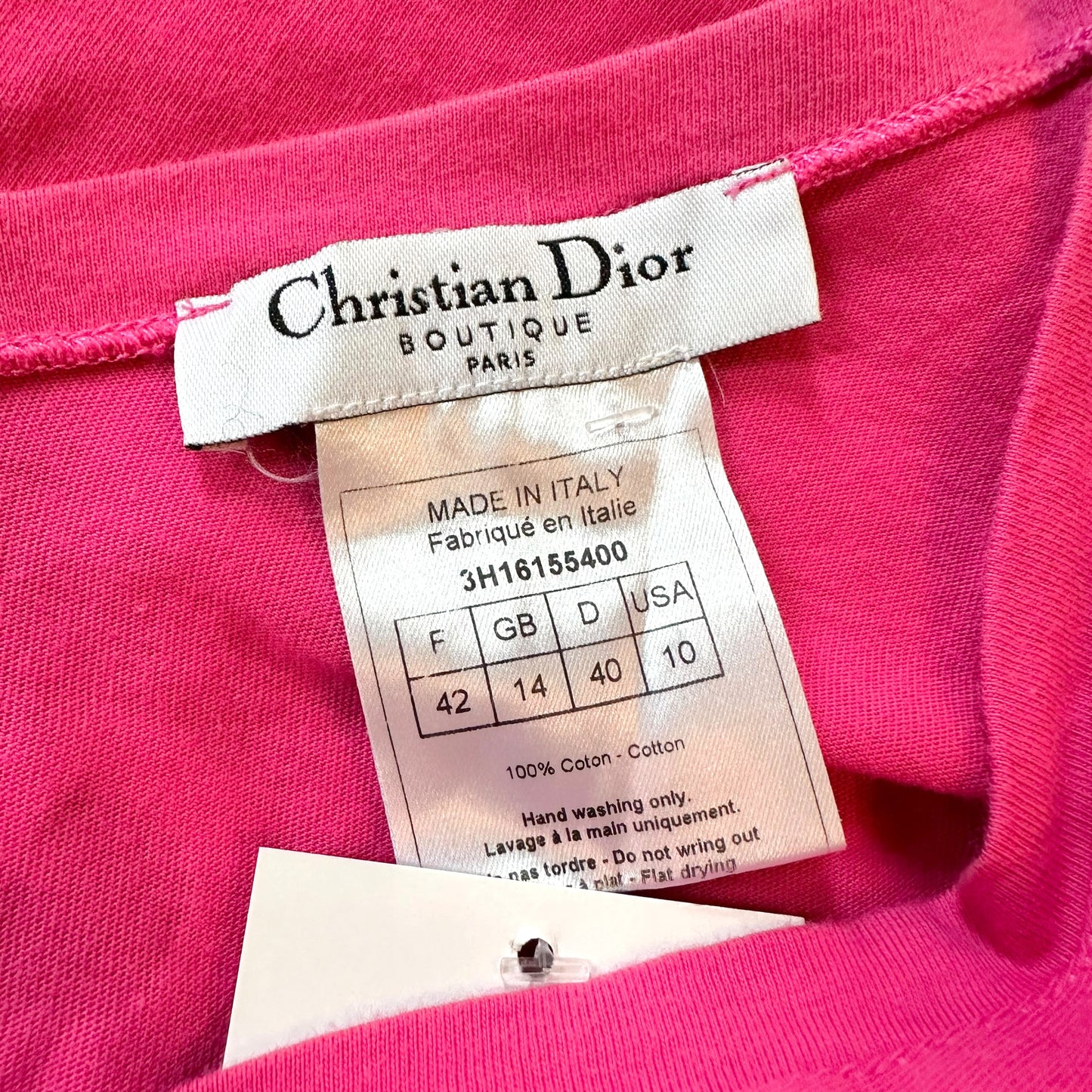 Christian Dior F/W 2003 Hot Pink J'adore Dior V-Neck T-Shirt