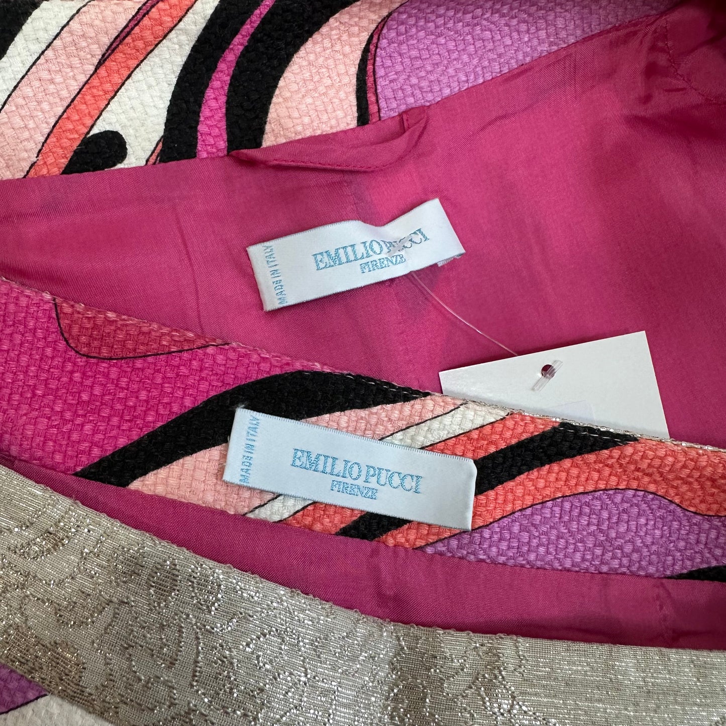 Emilio Pucci Pink Printed Crop Jacket & Mini Skirt Set