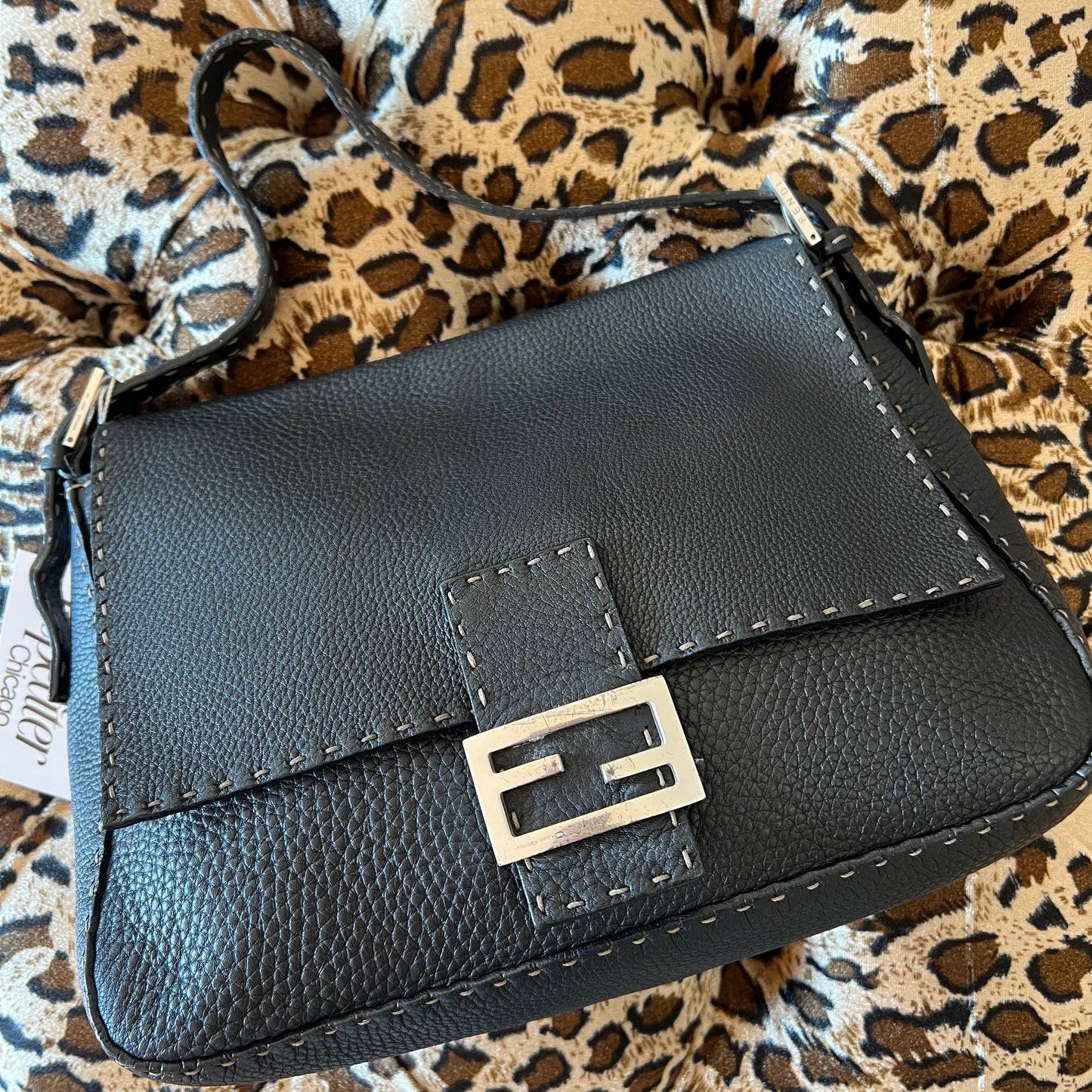 Fendi Black Leather Mama Baguette Bag