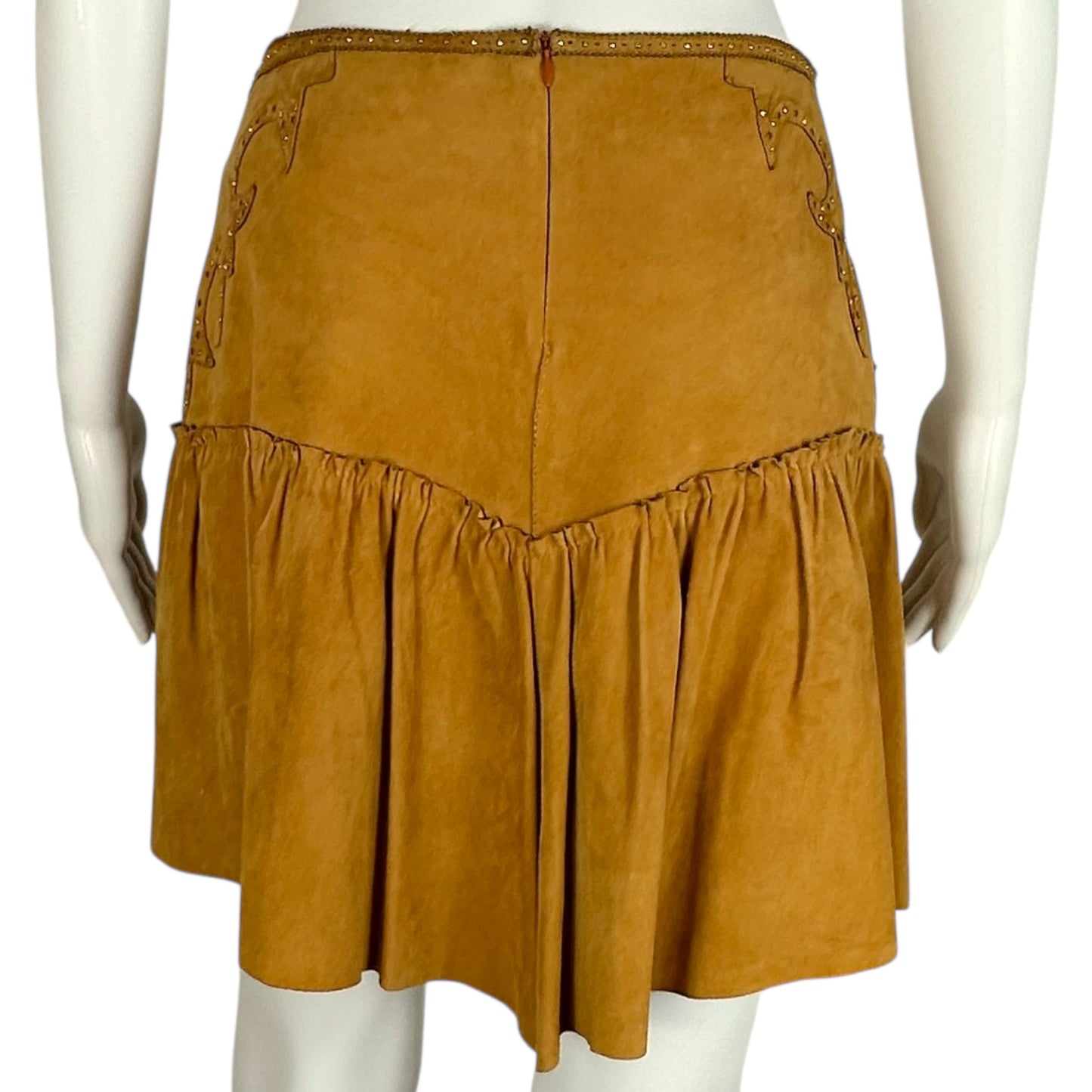 Roberto Cavalli Studded Tan Suede Mini Skirt