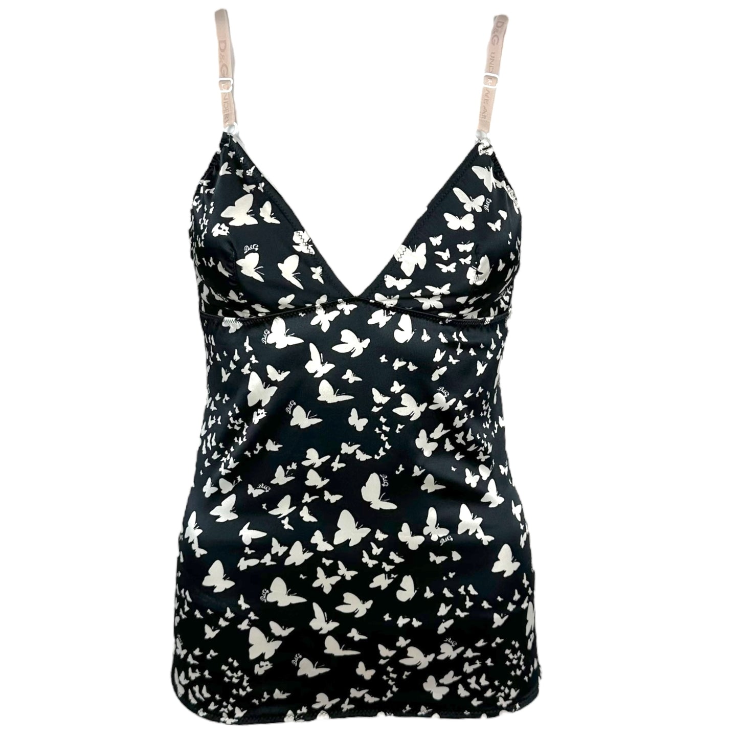 D&G Dolce & Gabbana Black & White Butterfly Print Cami