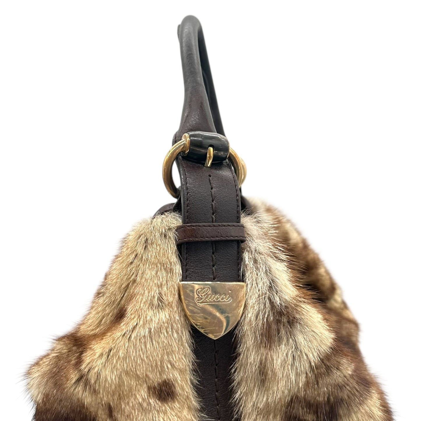 Gucci Leopard Print Fur Large Signoria Hobo Bag