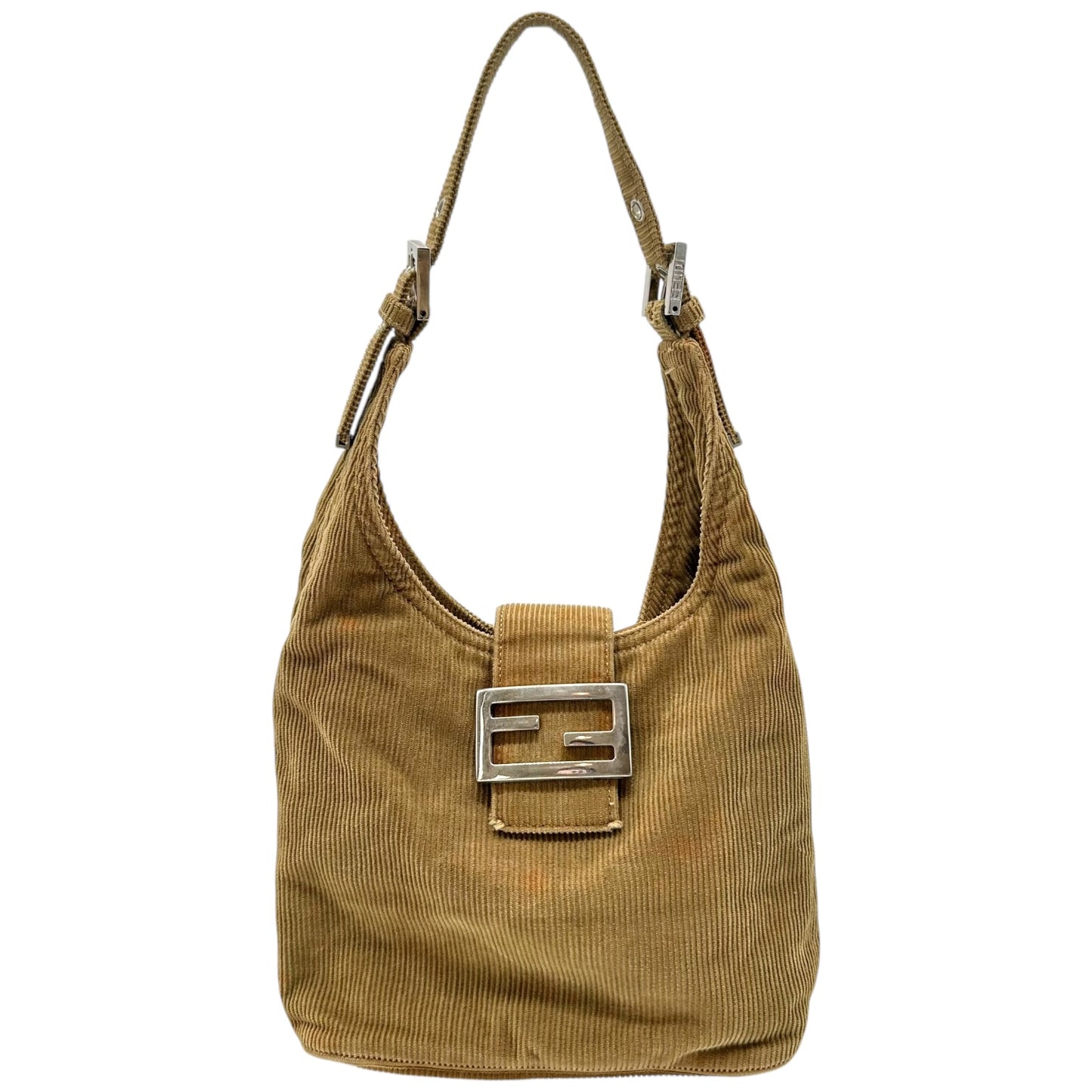 Fendi Brown Corduroy Baguette Bucket Bag