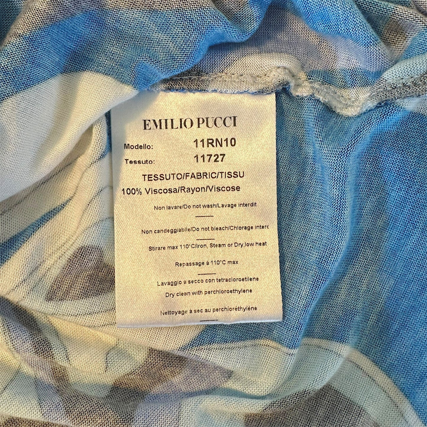 Emilio Pucci Blue Printed Rhinestone Strap Tank Top