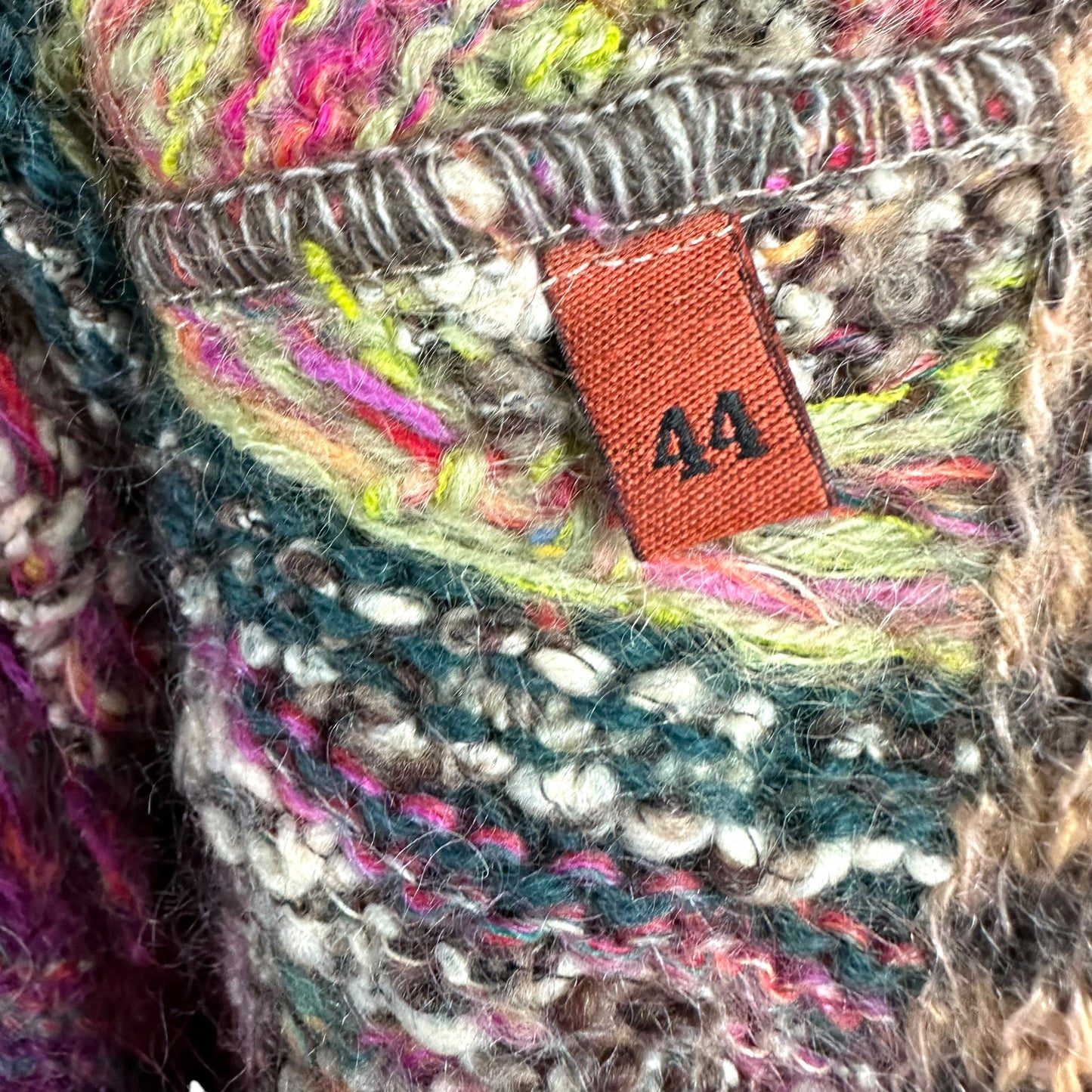 Missoni Pink & Green Multicolor Wool Knit Penny-Lane Style Cardigan