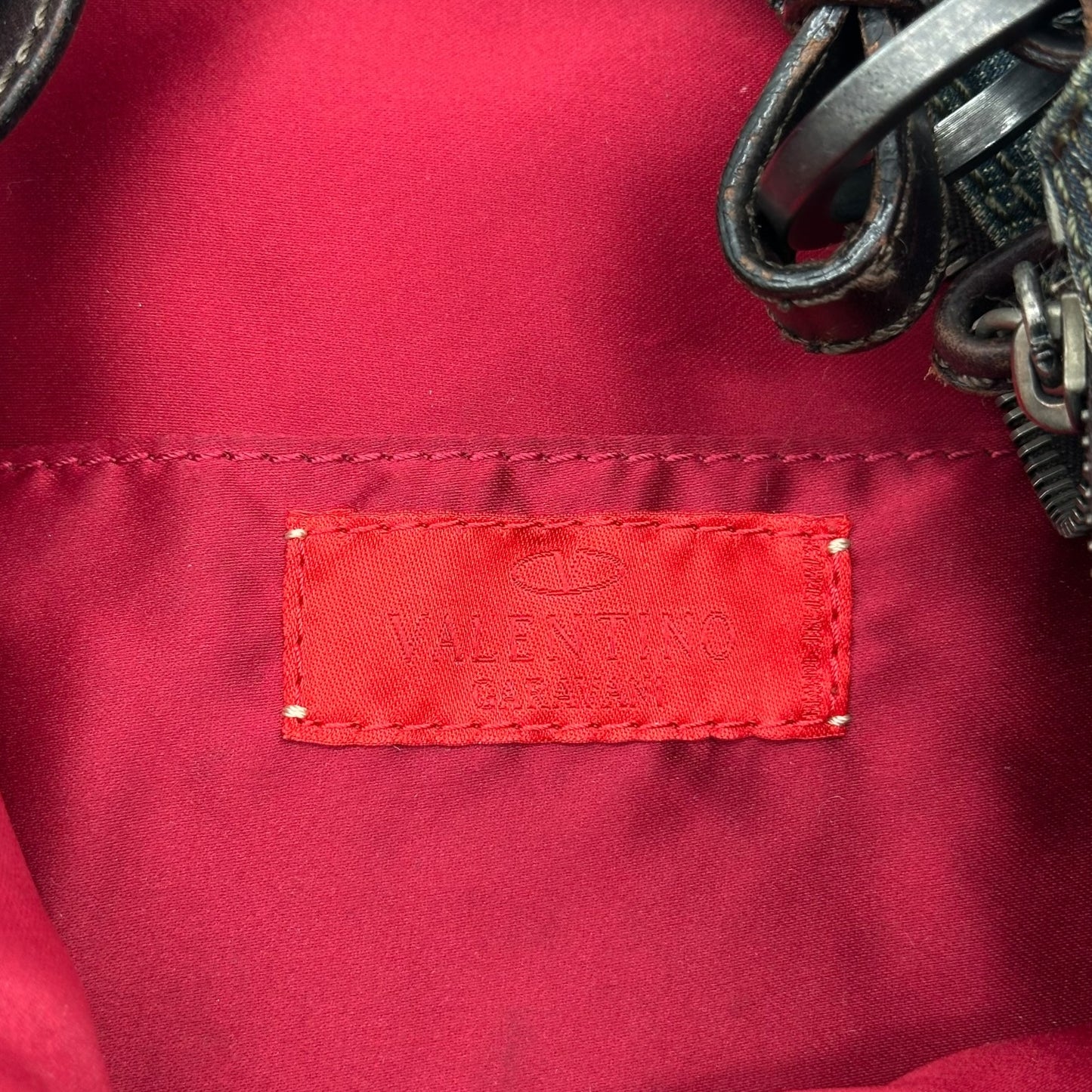 Valentino Garavani Denim & Leather Floral Embroidered Hobo Bag