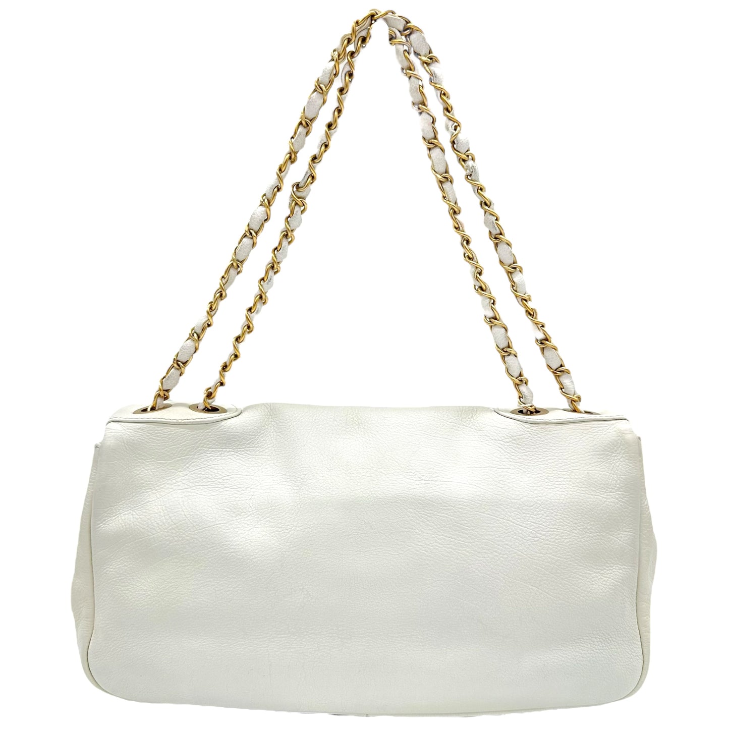 Chanel White Studded Logo Shoulder Bag