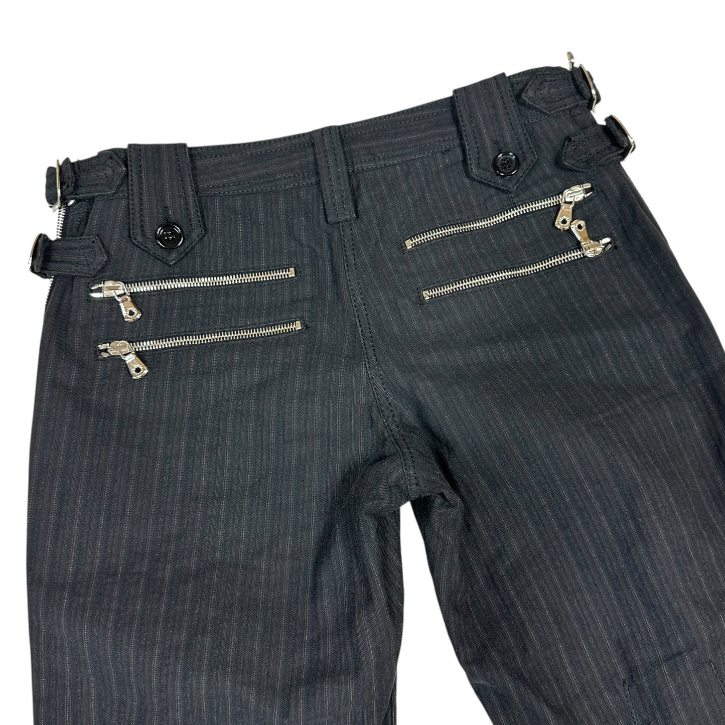 Dolce & Gabbana Black Striped Low Rise Buckle & Zip Pants