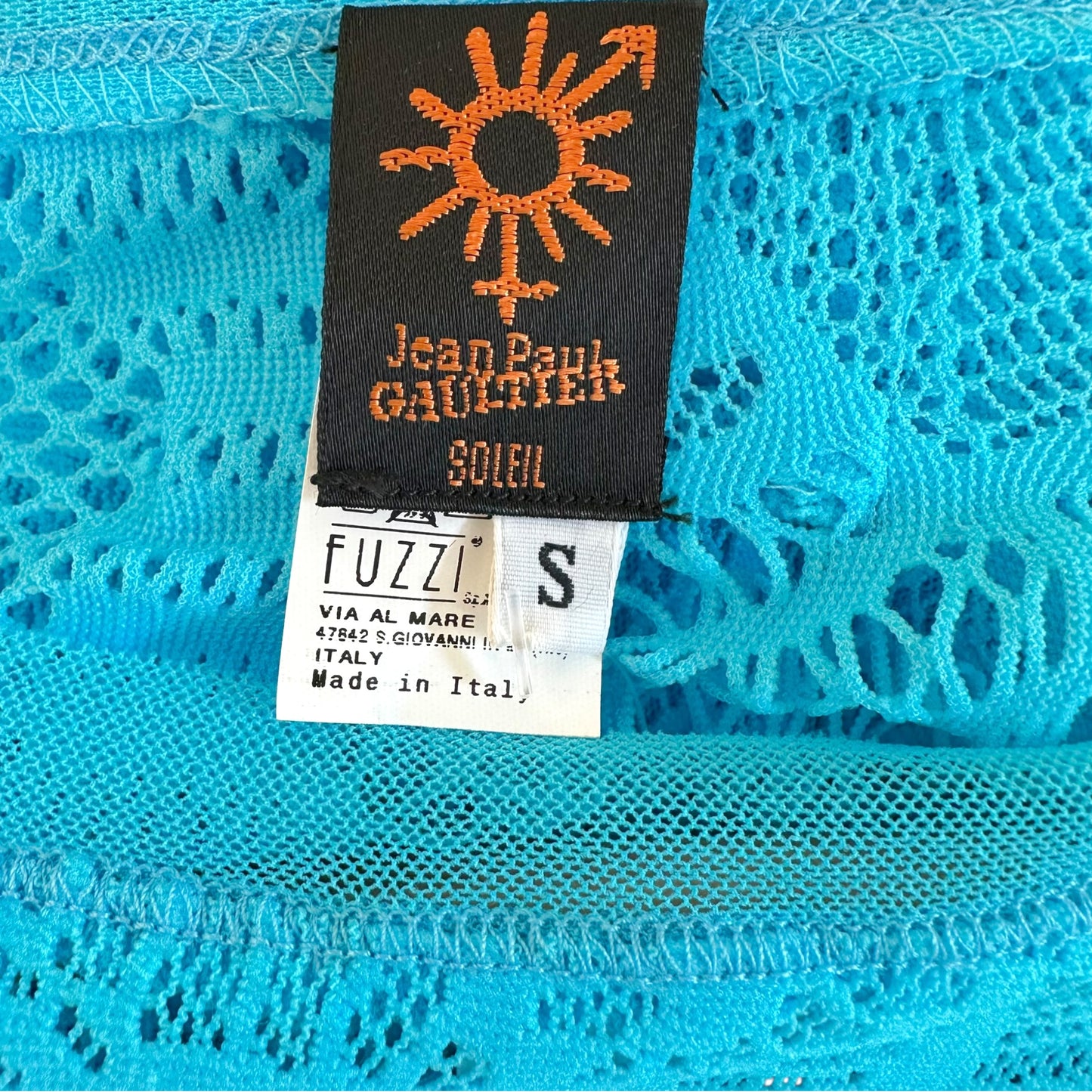 Jean Paul Gaultier Soleil Bright Blue Mesh Longsleeve Mini Dress