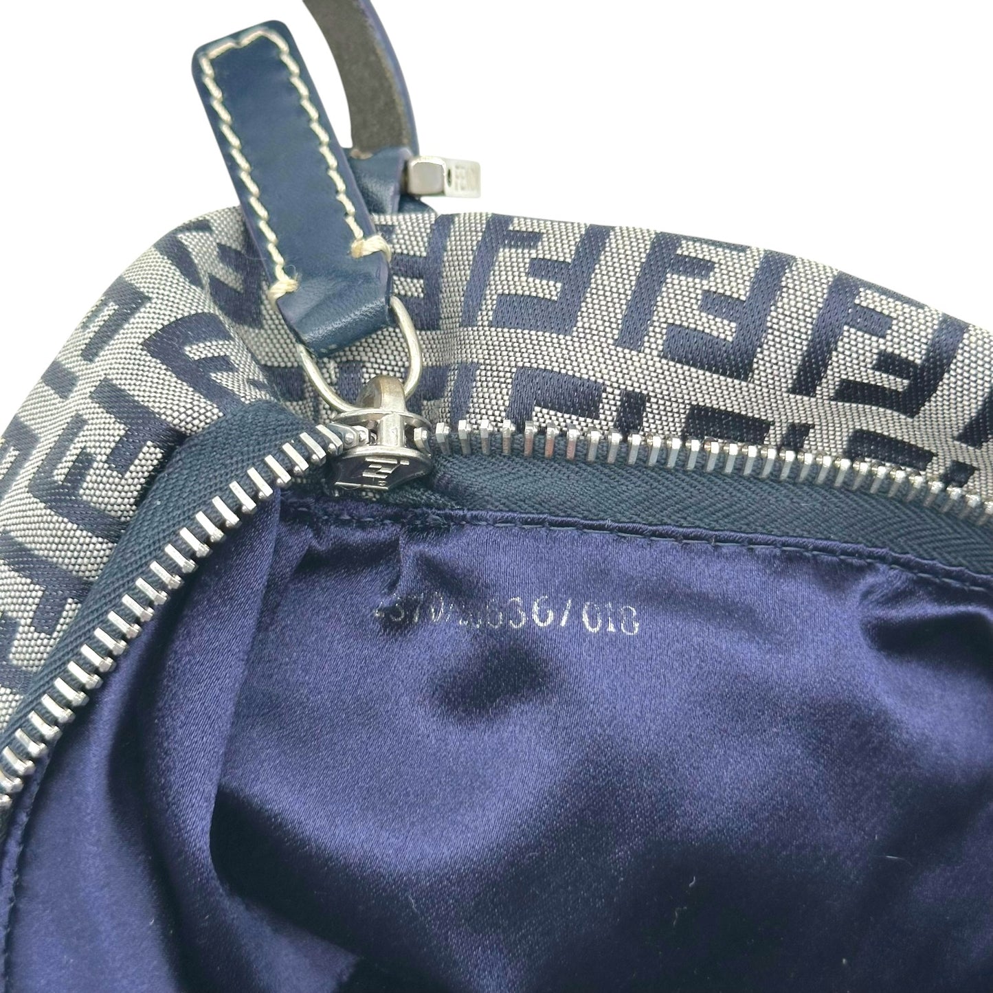 Fendi Navy Blue Zucchino Monogram Boat Pochette Mini Bag
