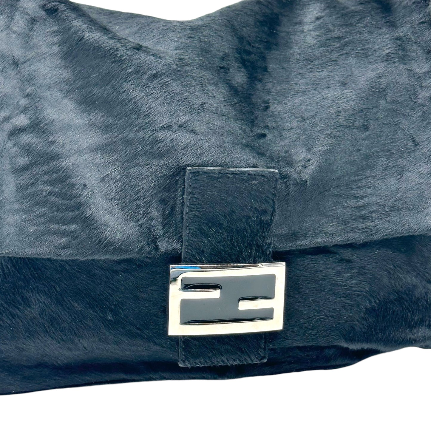 Fendi Black Ponyhair Mama Baguette Shoulder Bag