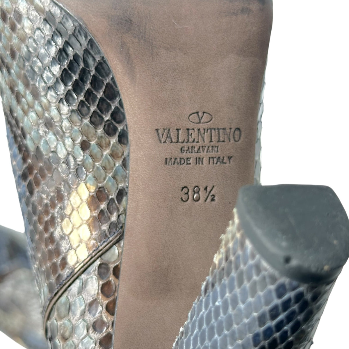 Valentino Garavani Blue & Gray Python Heeled Knee High Boots