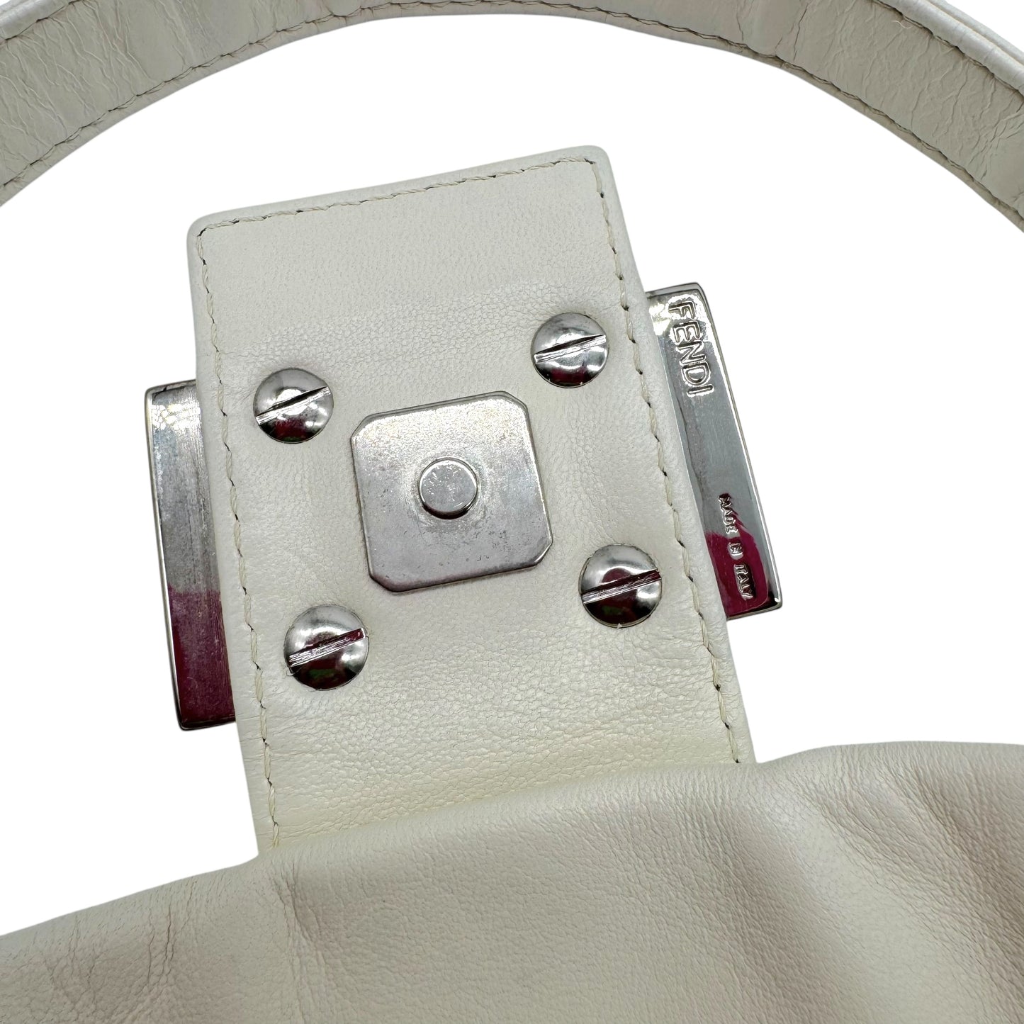 Fendi White Leather & Yellow Enamel Baguette Bag - Outfit Repeater