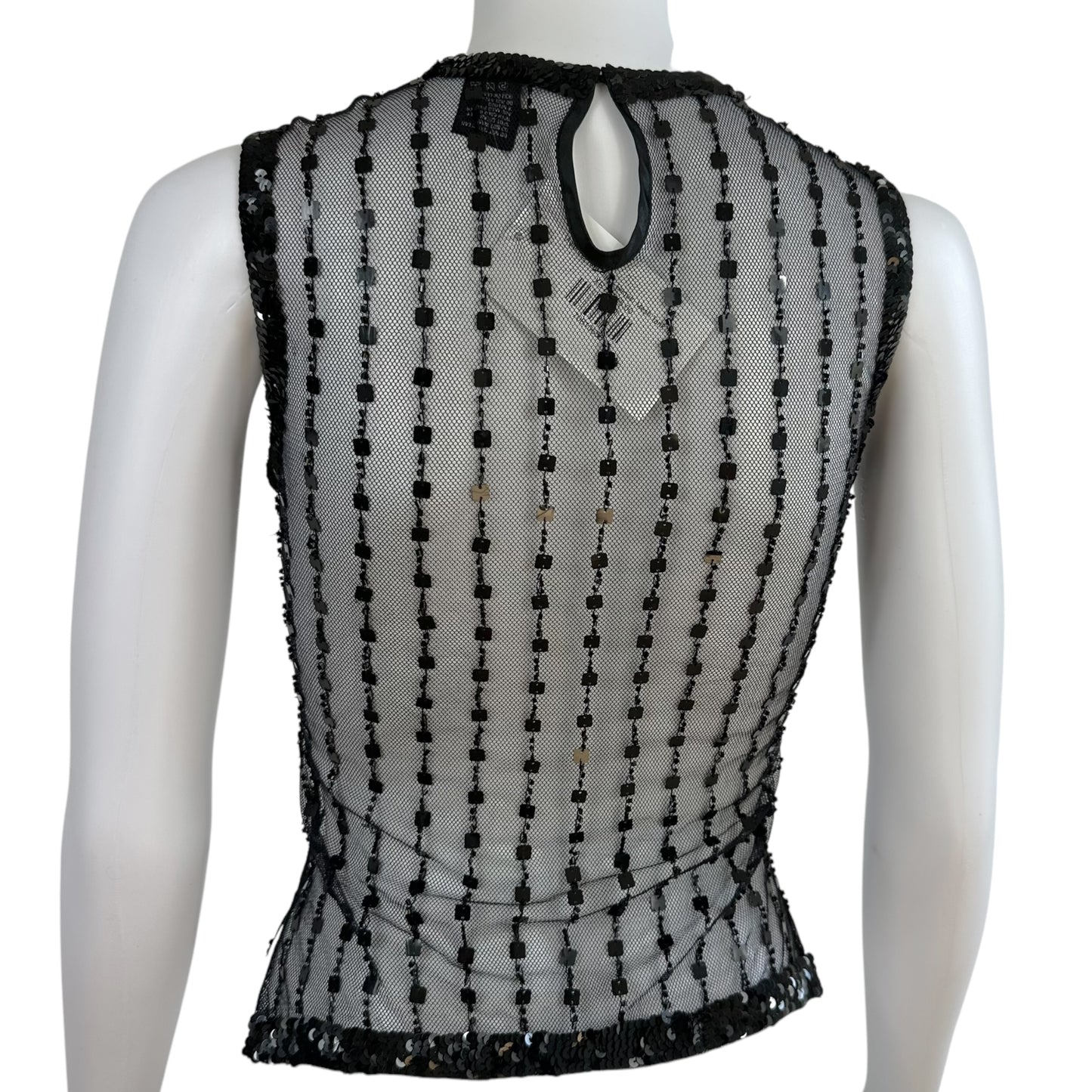 Vivienne Tam Black Sequin Mesh Tank Top