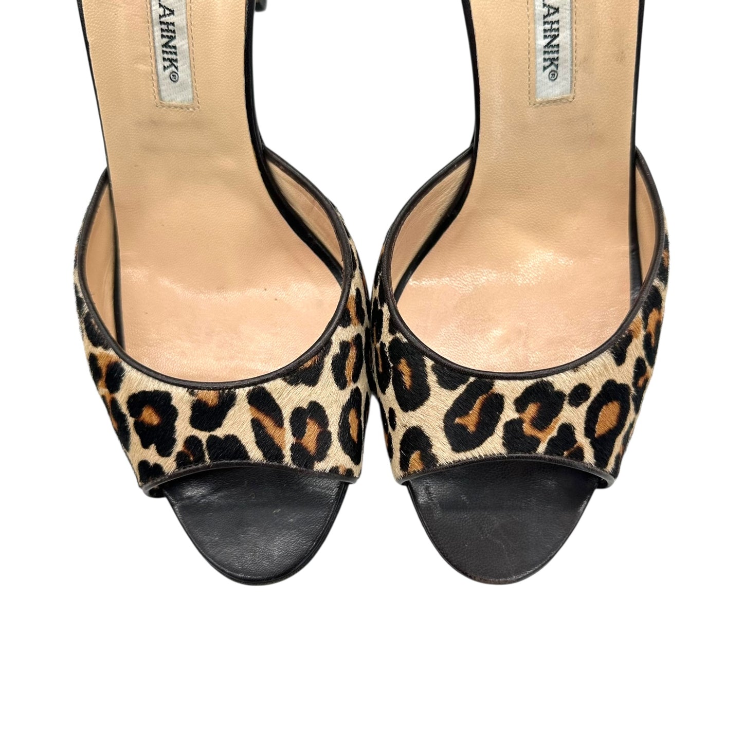 Manolo Blahnik Leopard Print Ponyhair D'Orsay Sandal Heels