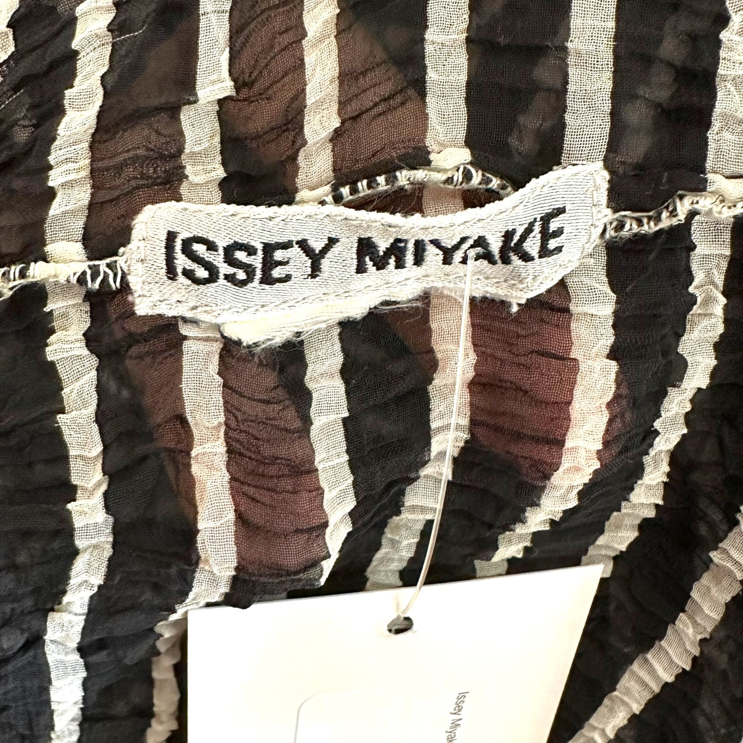 Issey Miyake Black & White Striped Sleeveless Turtleneck Tank