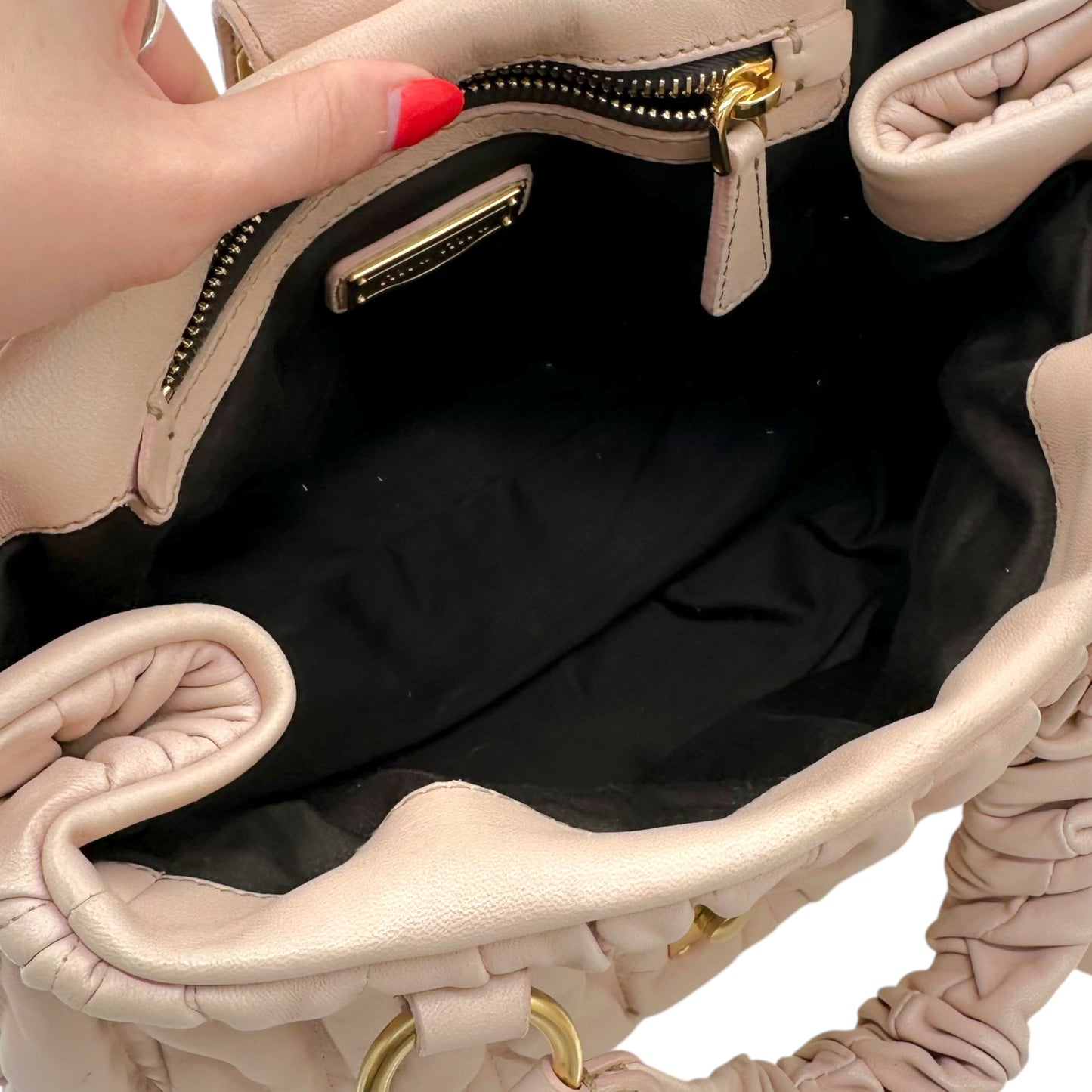 Miu Miu Pink Leather Quilted Small Tote Bag