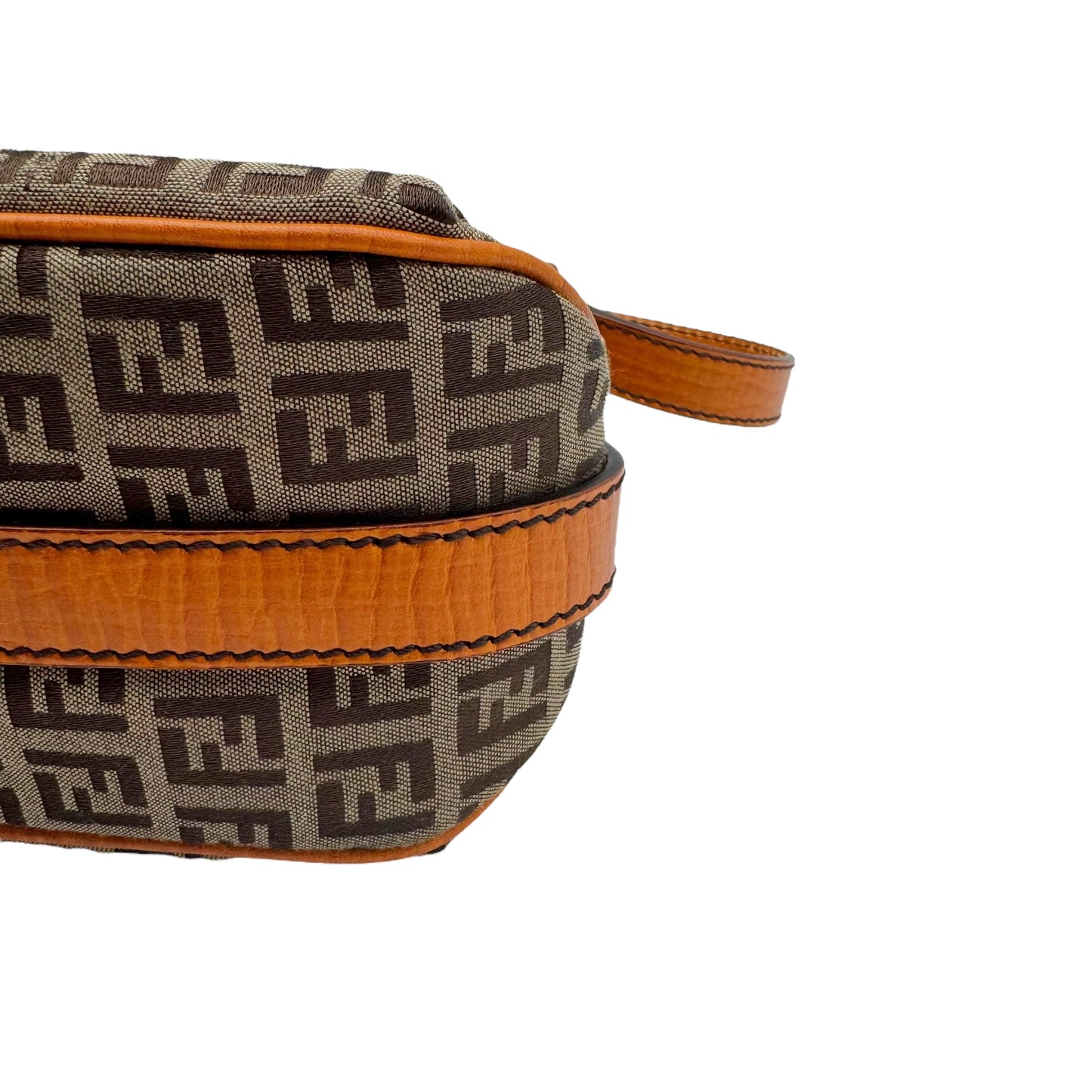 Fendi Shoulder Bag Beige Zucchino Monogram Orange Leather