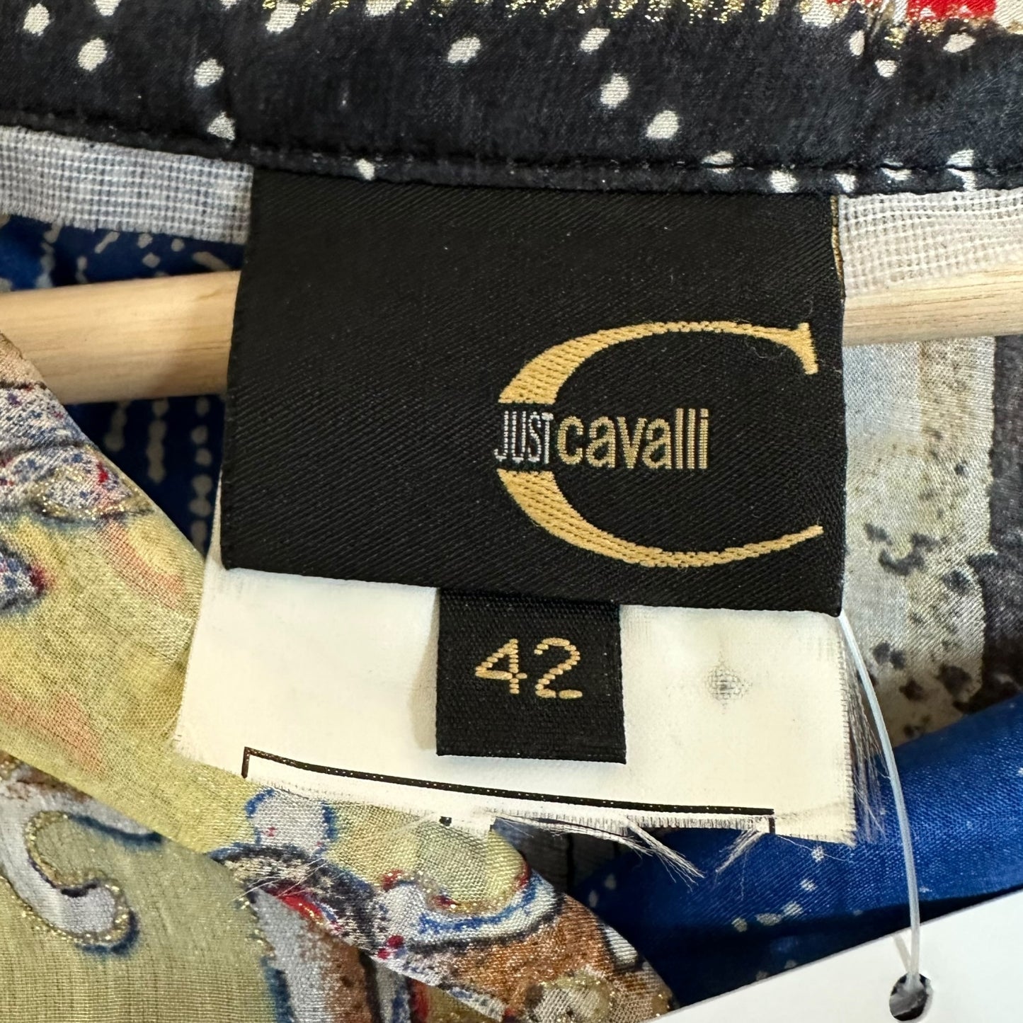 Just Cavalli Roberto Cavalli Multicolor Patchwork Wide Sleeve Silk Blouse