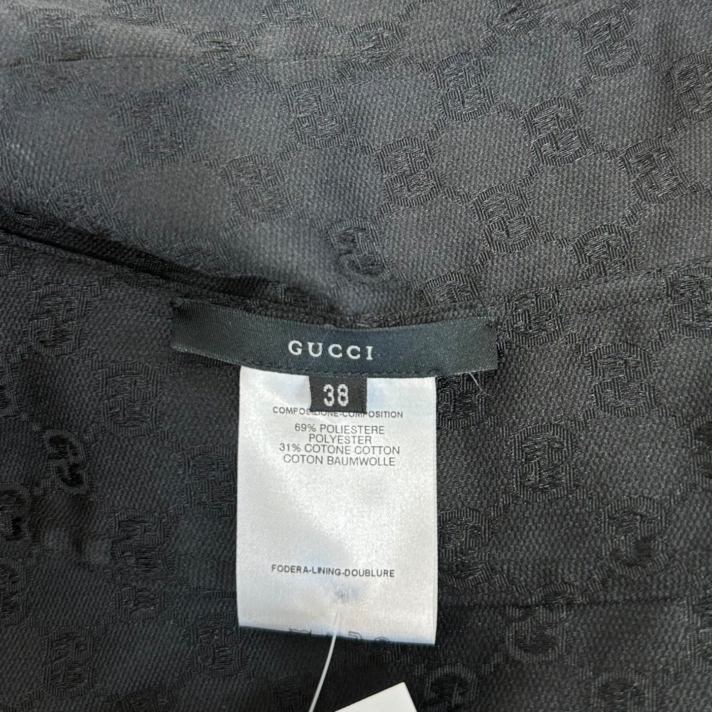 Gucci by Tom Ford F/W 2000 Black Monogram & Leather Button Up Top