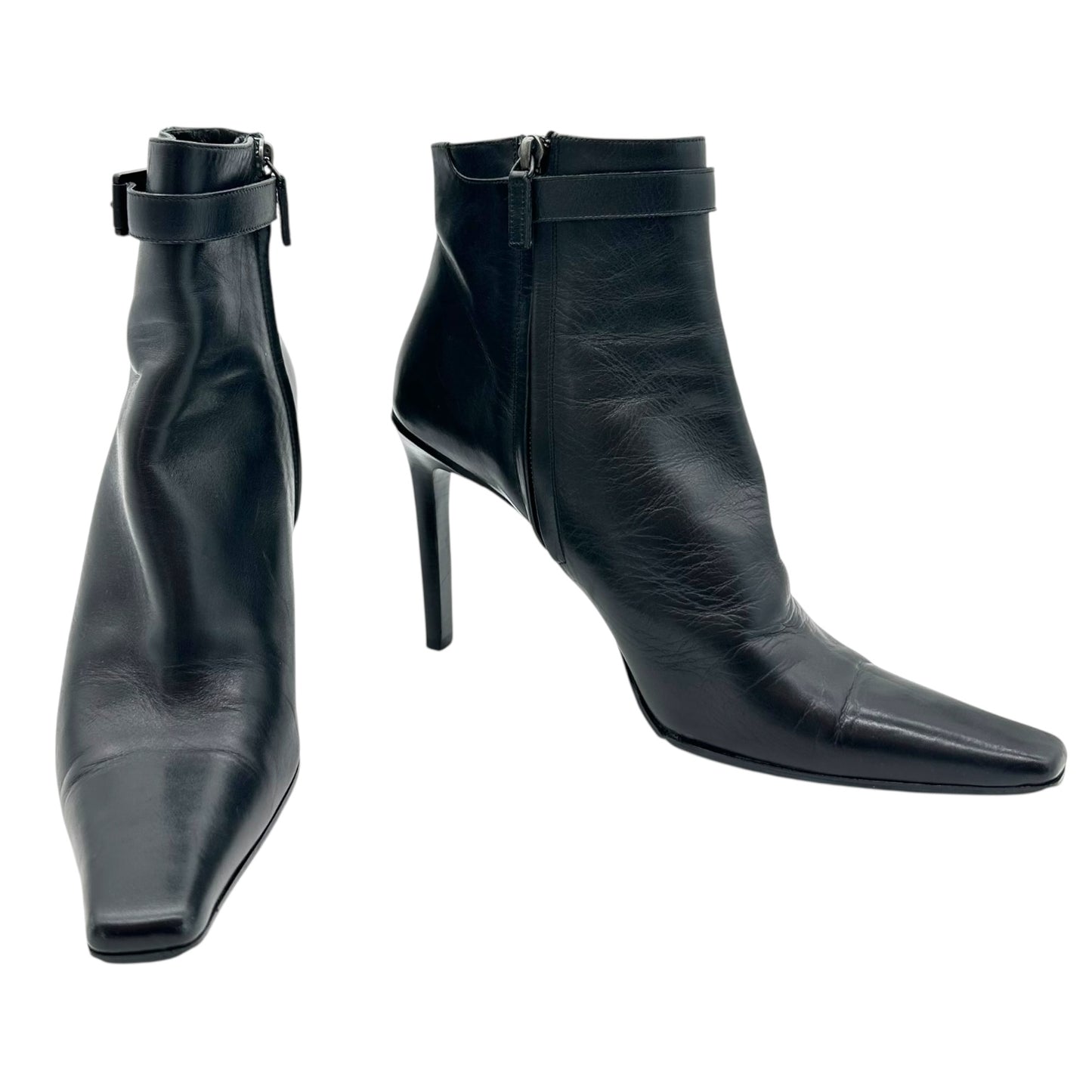 Gucci by Tom Ford Black Lace-Up Heeled Boots