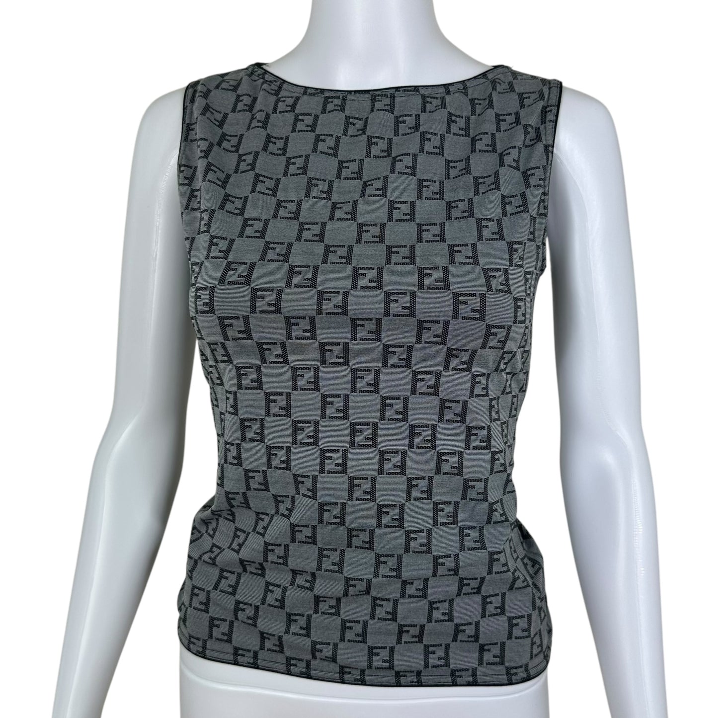 Fendi Gray Zucchino Monogram Tank Top