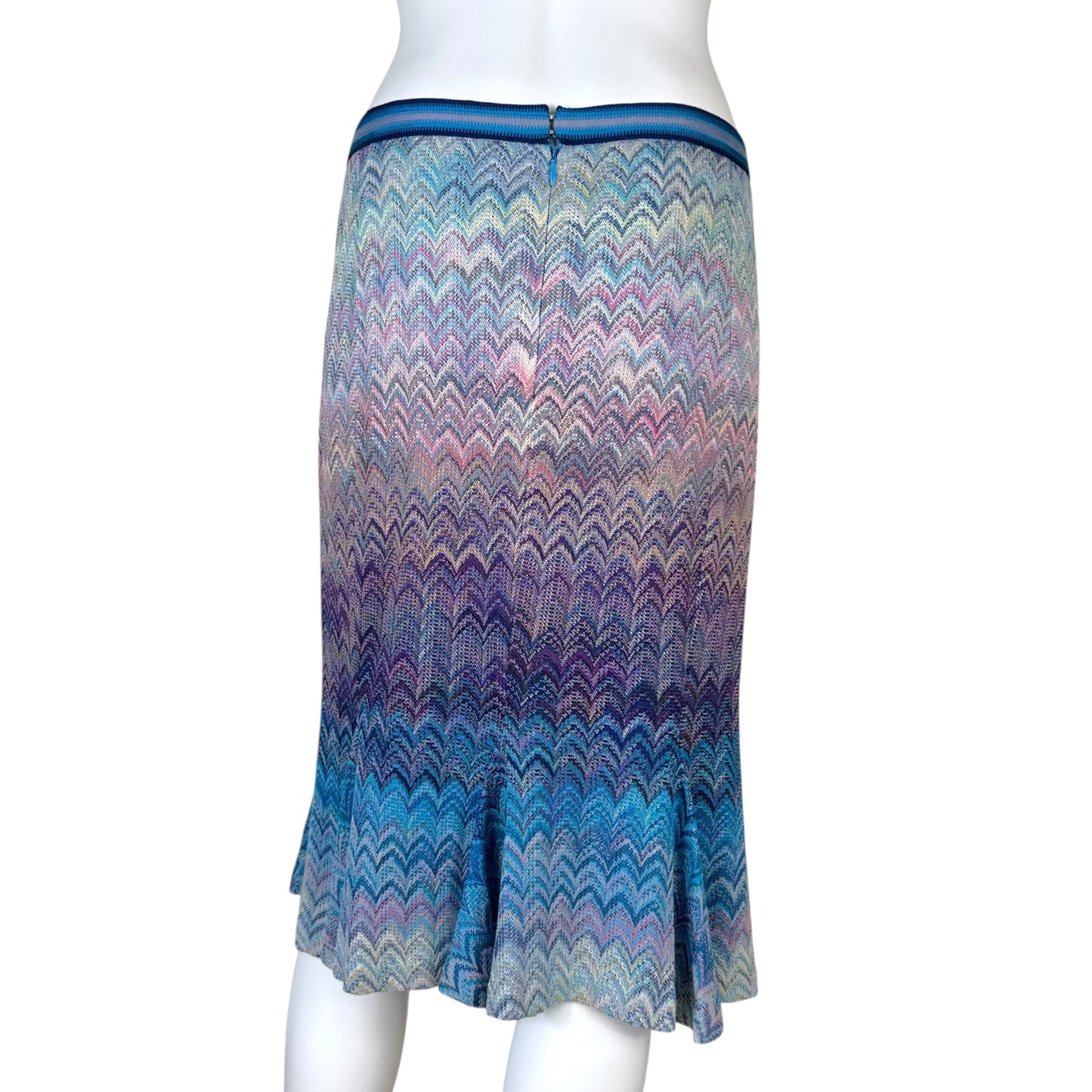 Missoni Blue Chevorn Knit Midi Skirt