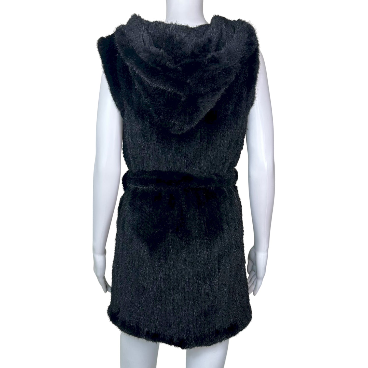 Vintage Black Mink Hooded Wrap Vest - Outfit Repeater