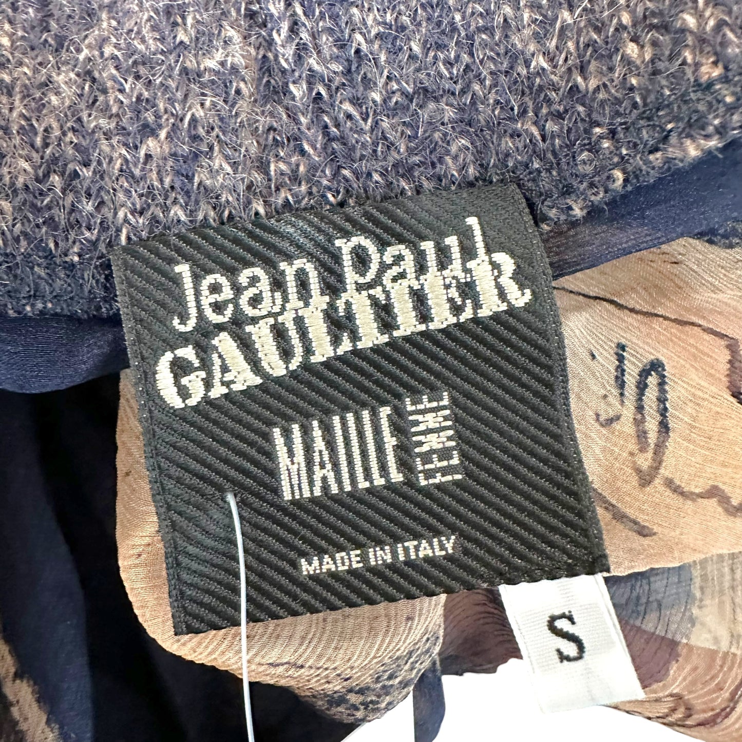 Jean Paul Gaultier Tattoo Print Sheer Silk & Knit Wrap Shawl