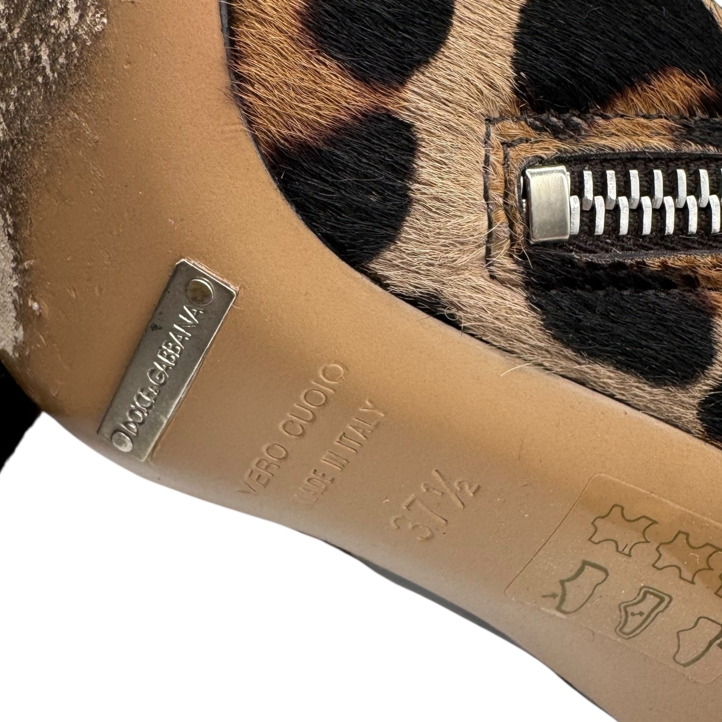 Dolce & Gabbana Leopard Print Ponyhair Heeled Logo Boots - Outfit Repeater